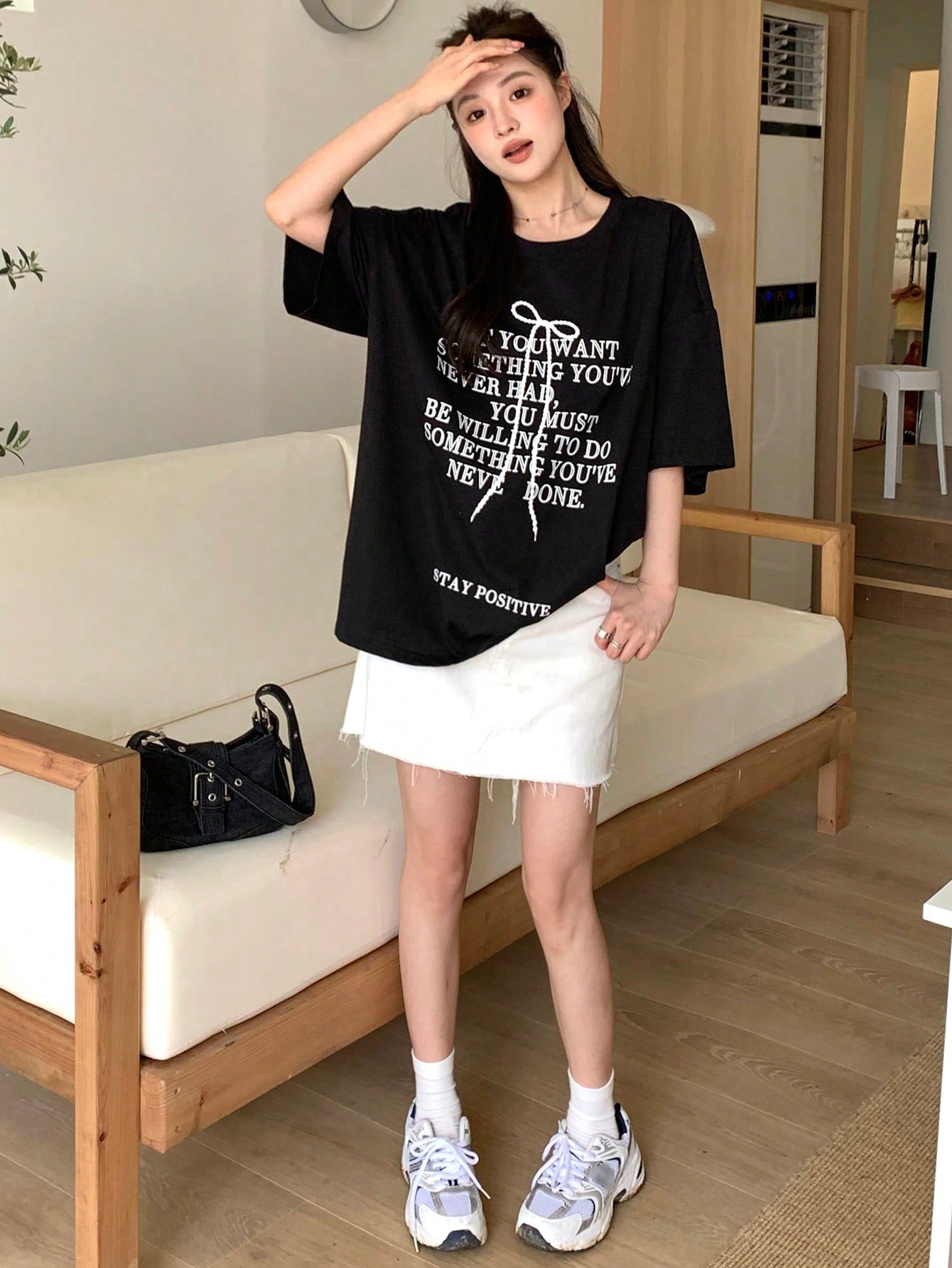 Loose Fit Round Neck Short Sleeve Printed T-Shirt
