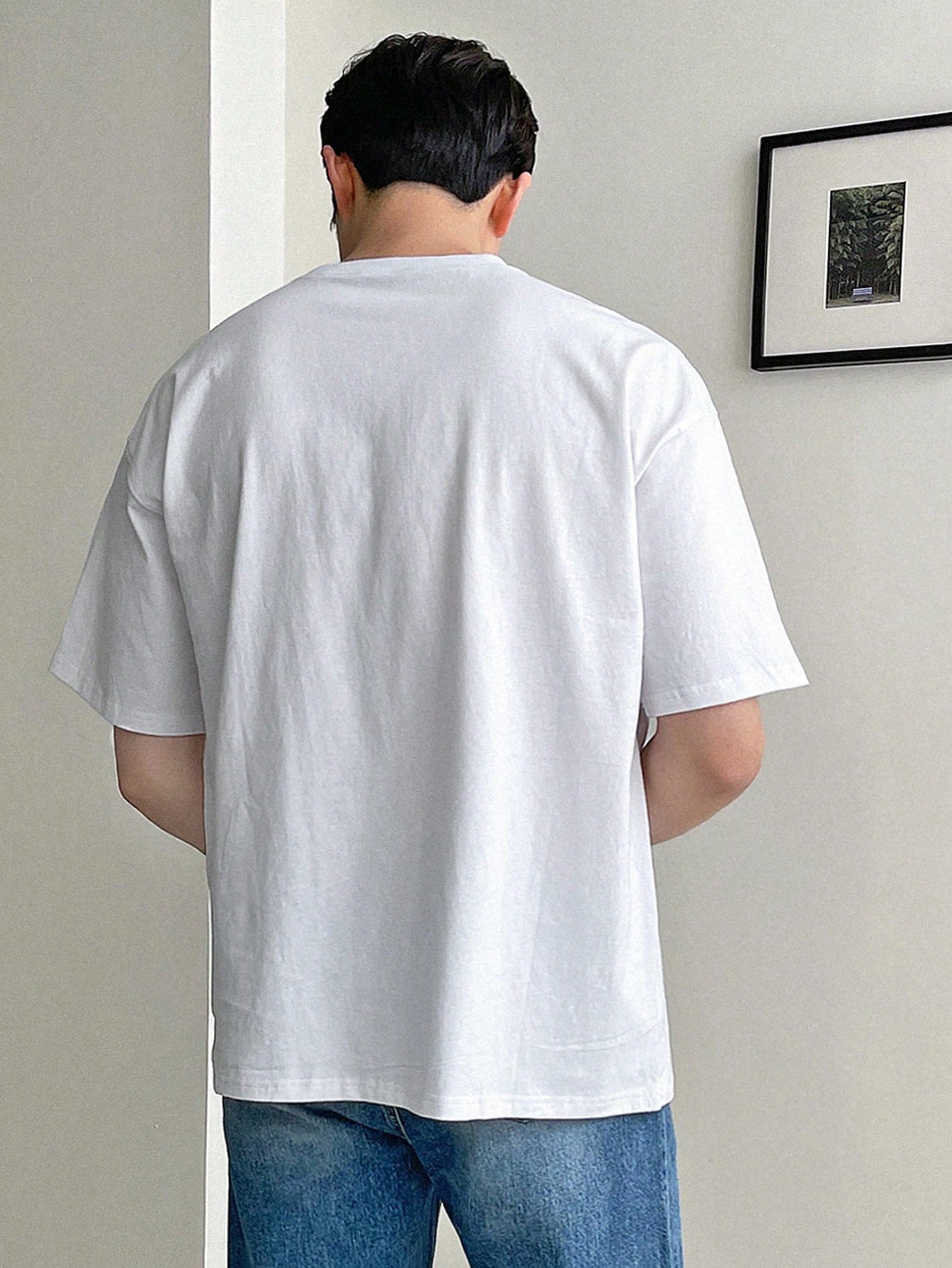 Men Summer Alphabet Printed Crewneck Short Sleeve Casual T-Shirt
