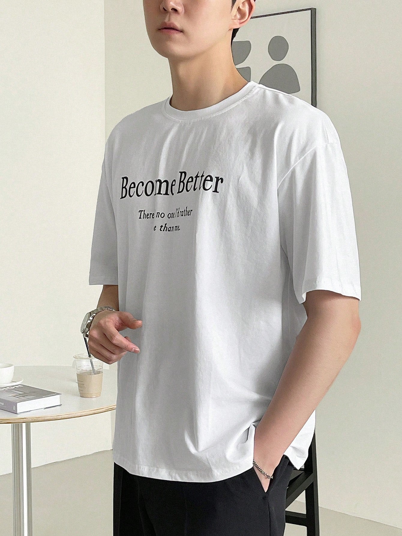 Men Summer Printed Short Sleeve Round Neck Casual T-Shirt With Letter Pattern