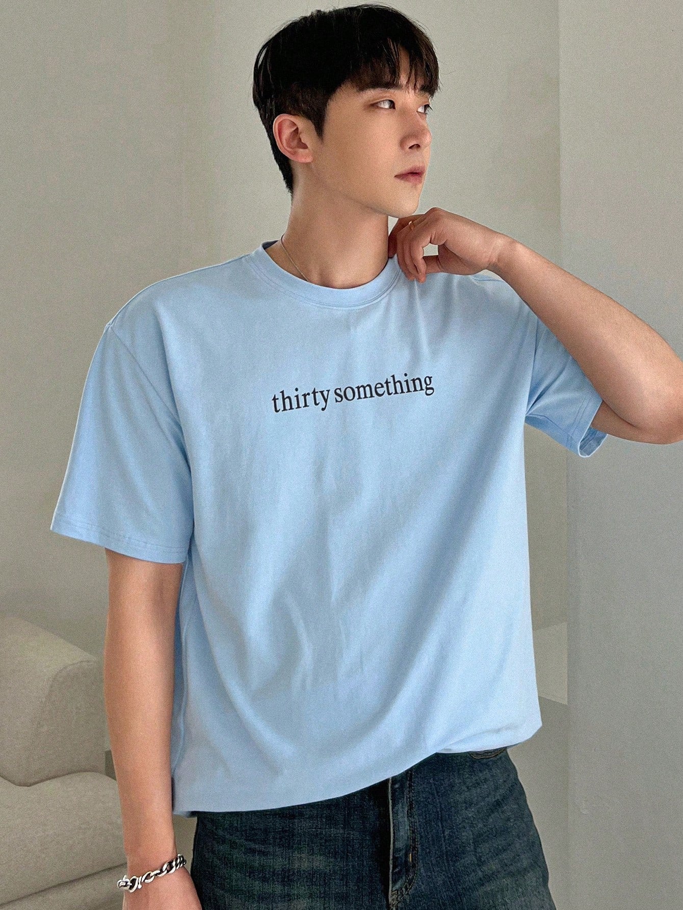 Men Summer Short Sleeve Casual T-Shirt With Letter Print