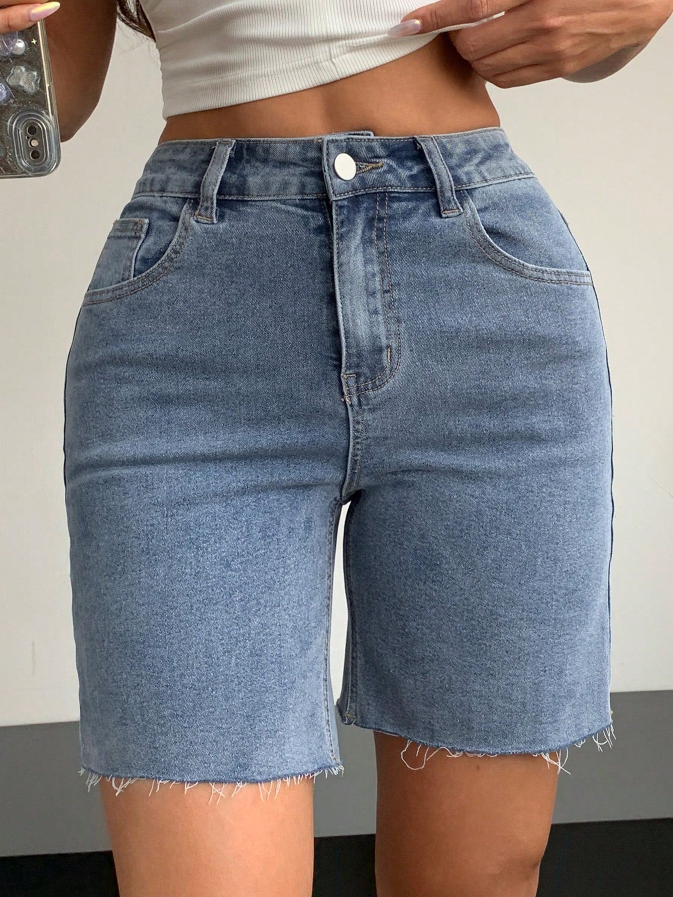 Women's Solid Color Simple Daily Denim Shorts