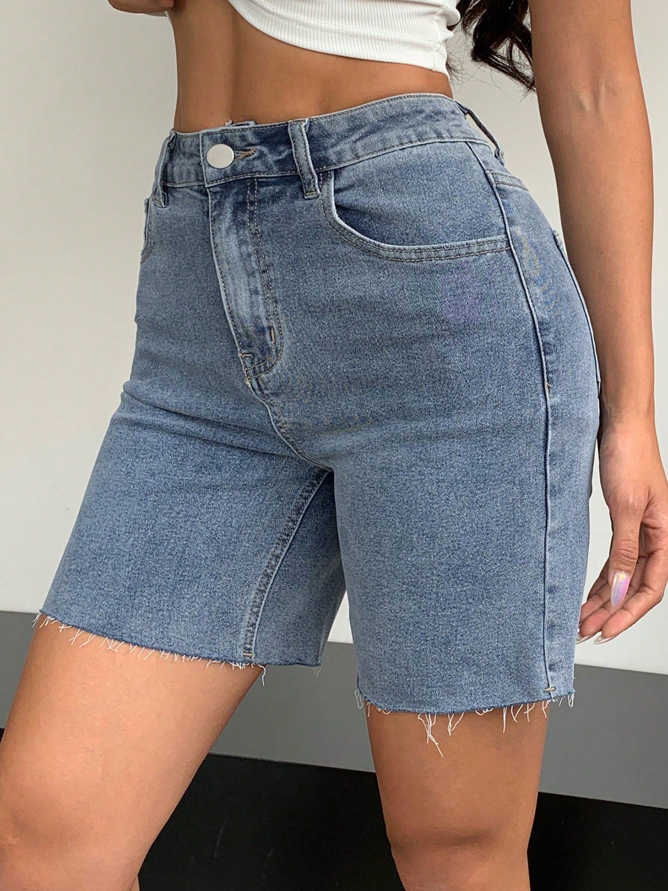 Women's Solid Color Simple Daily Denim Shorts