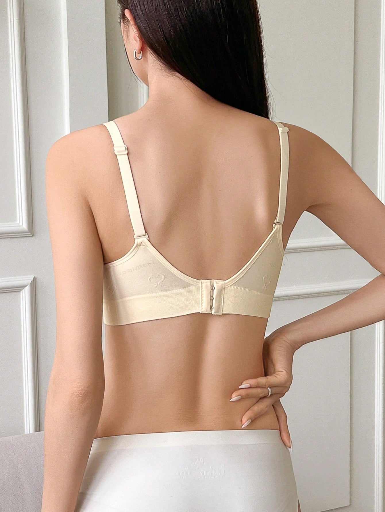 Simple Knitted Heart-Shaped Jacquard Non-Wired & Comfortable Underwear Bra