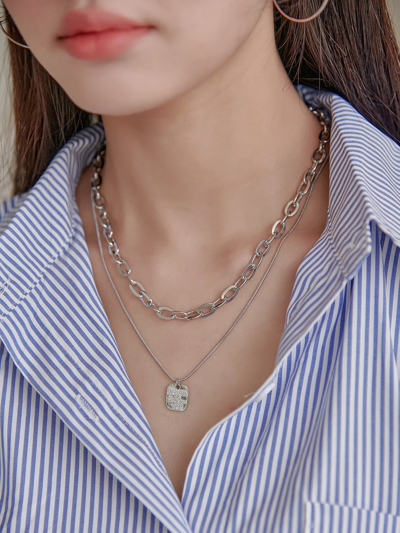 Geometric Charm Layered Necklace