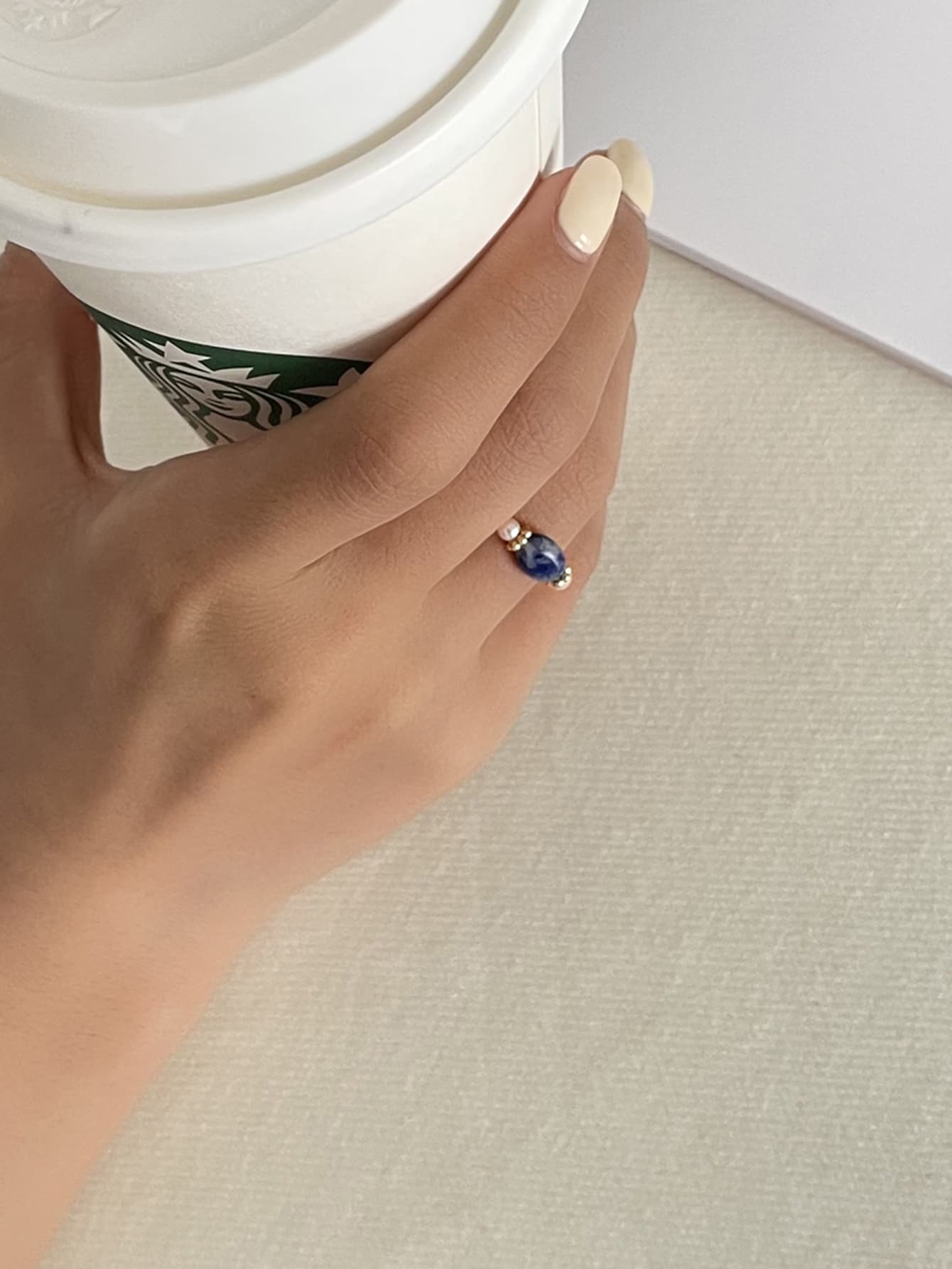 Faux Pearl Beaded Ring