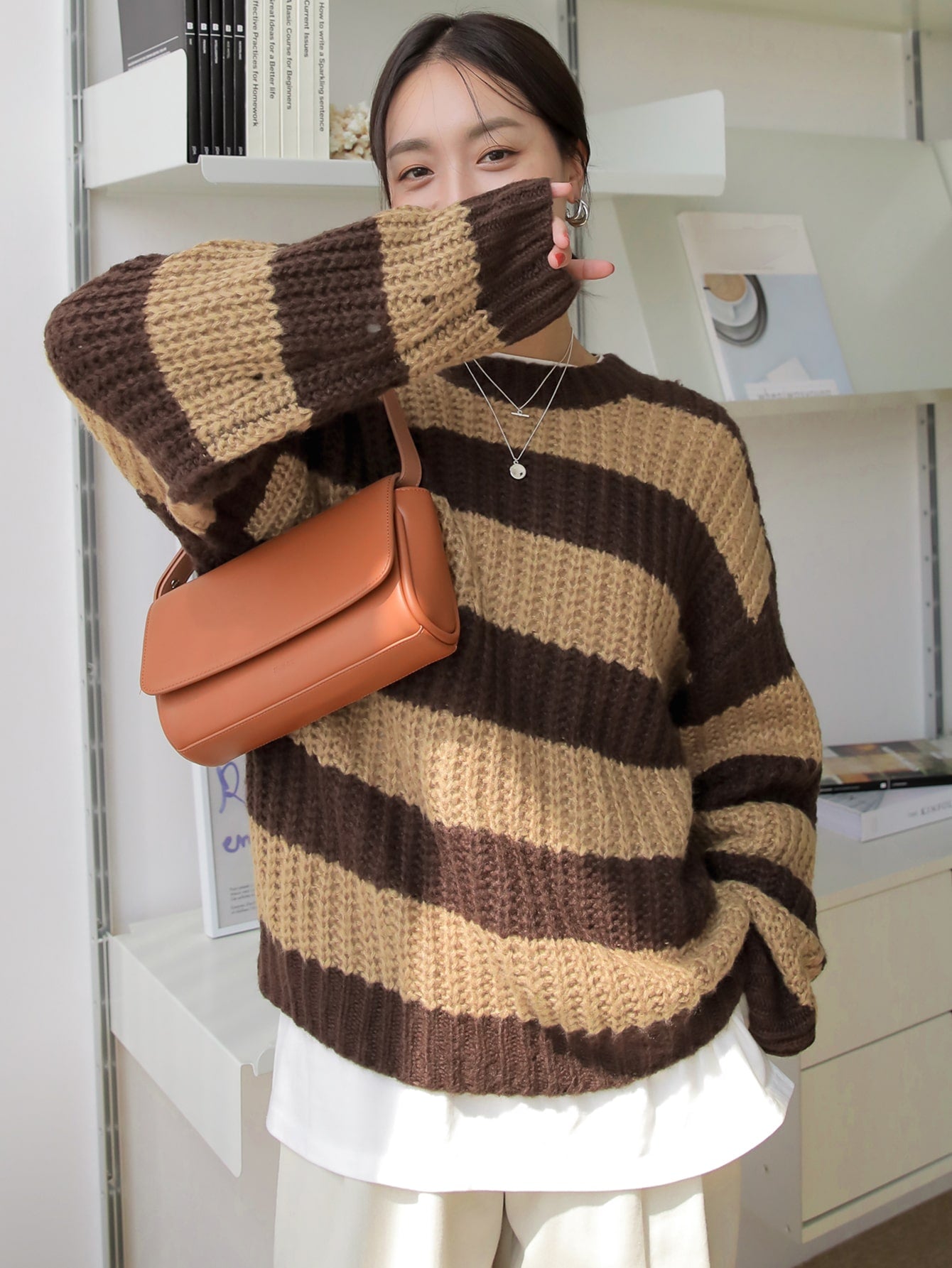 Two Tone Drop Shoulder Sweater
