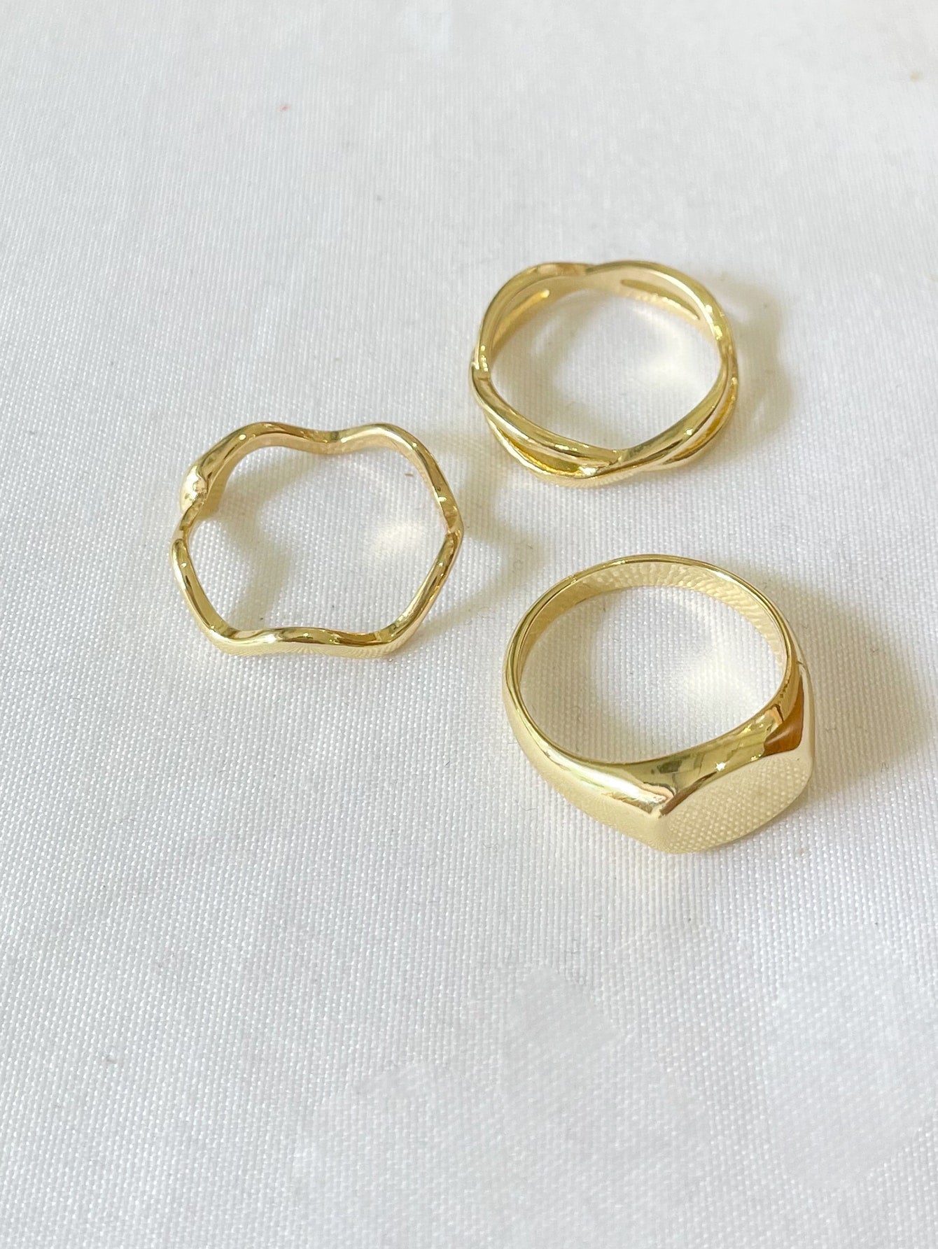 3pcs Solid Structured Ring