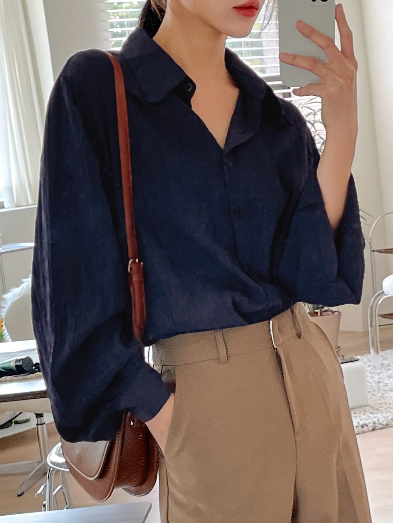 Solid Textured Button Front Shirt