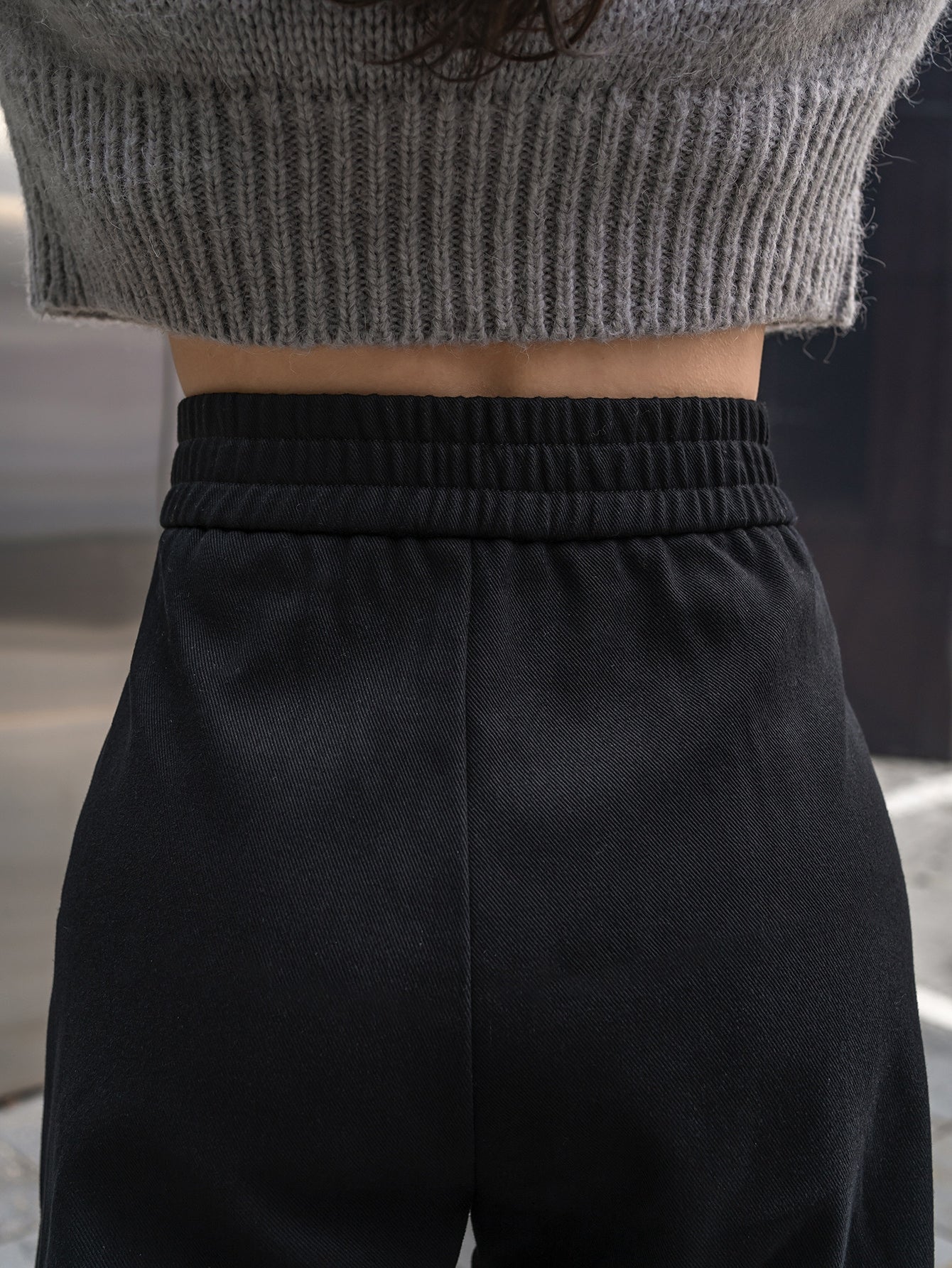 High Waist Fold Pleated Thermal Lined Pants