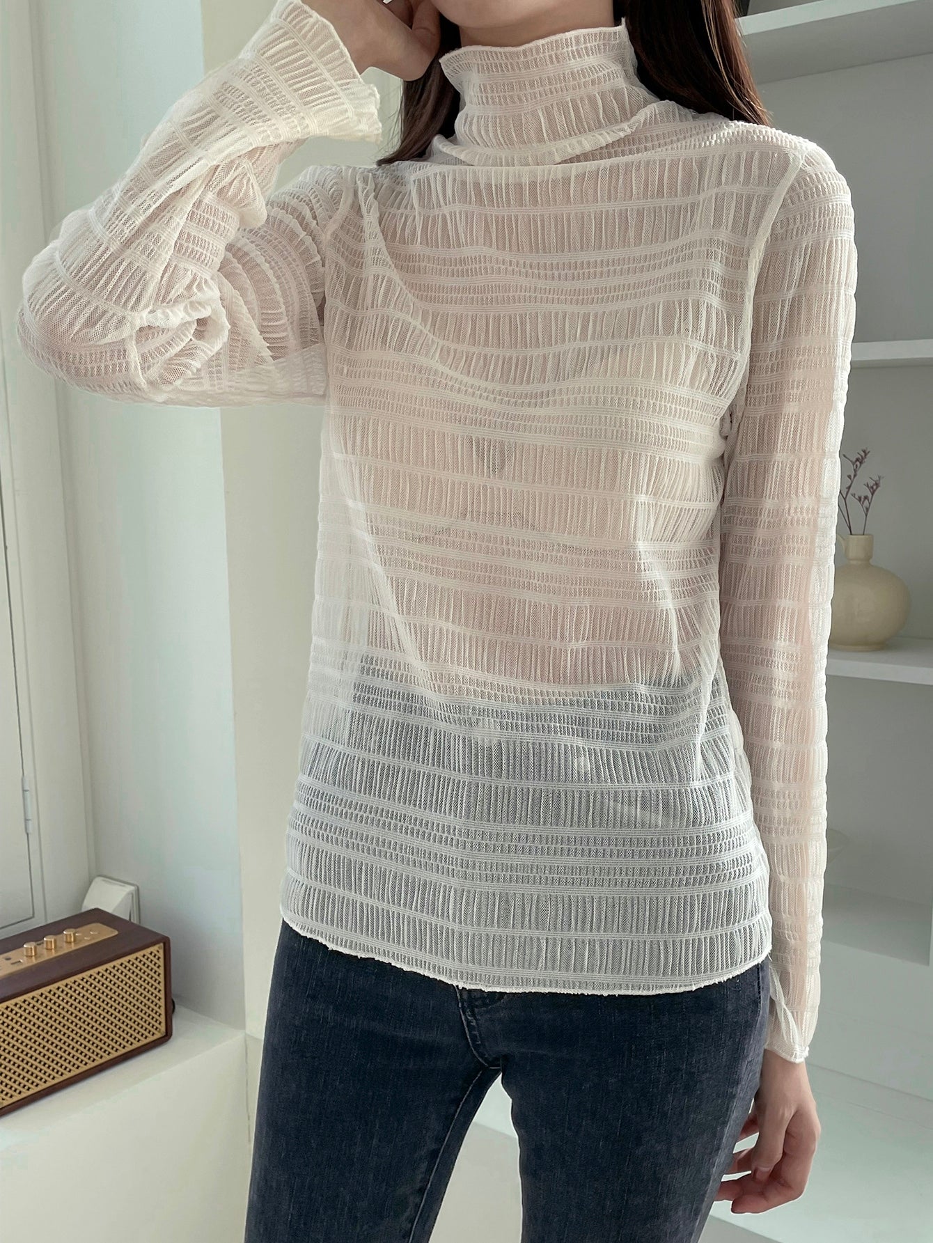 High Neck Lace Top Without Bra
