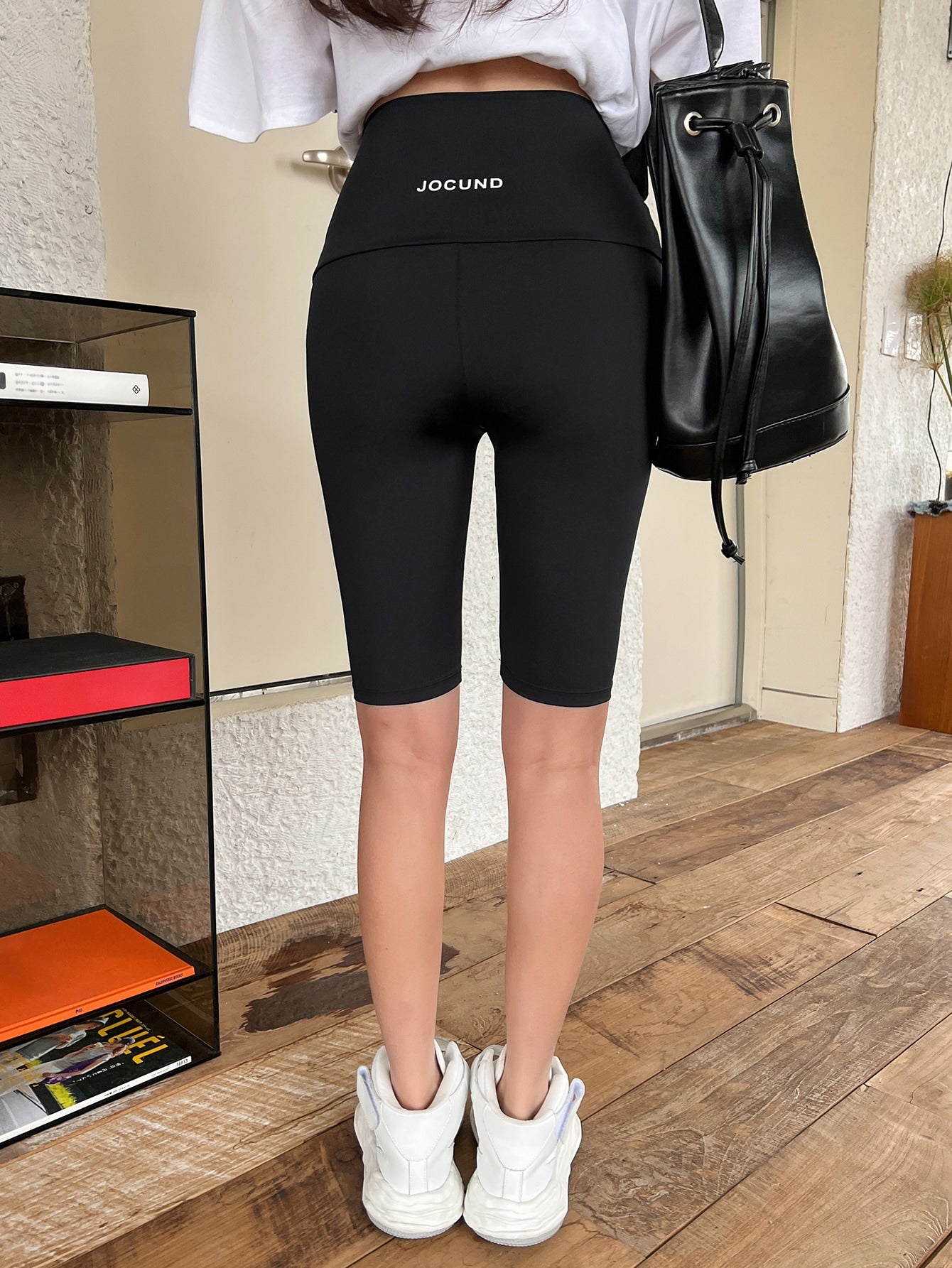 Letter Graphic Wideband Waist Biker Shorts