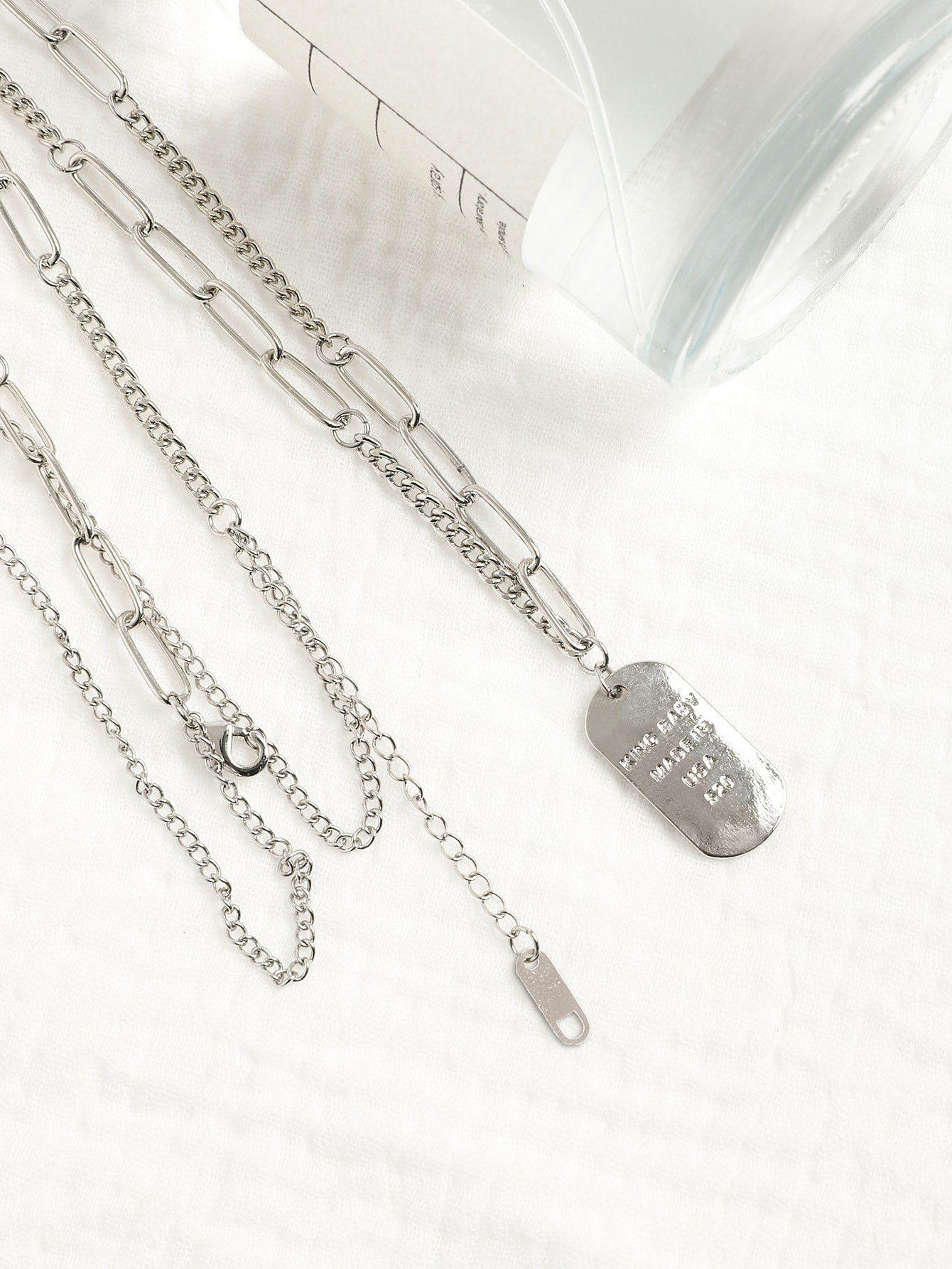 Letter Detail Geometric Layered Pendant Necklace