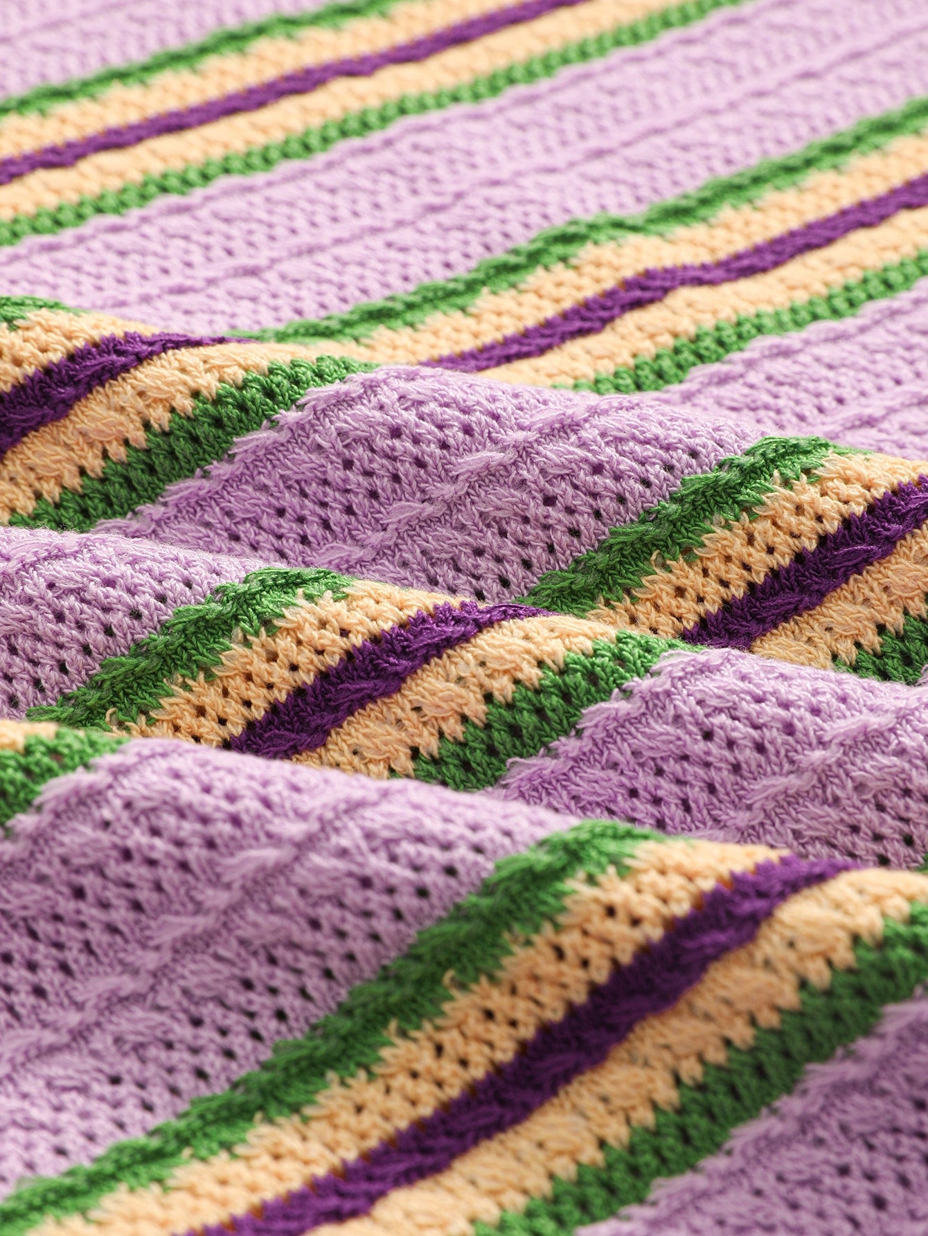 Block Striped Pattern Knit Top