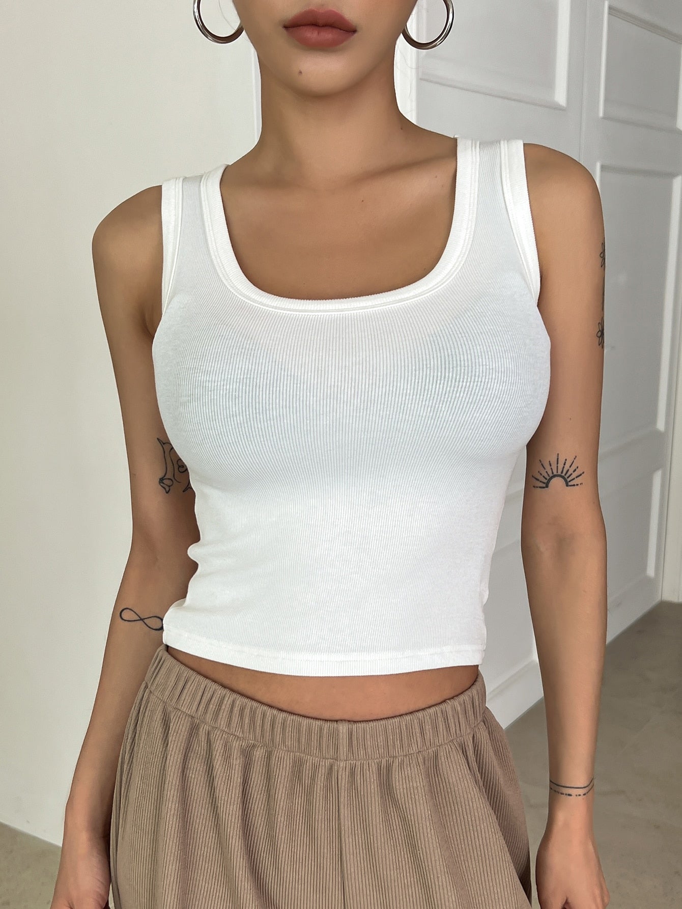 Solid Ribbed Knit Tank Top