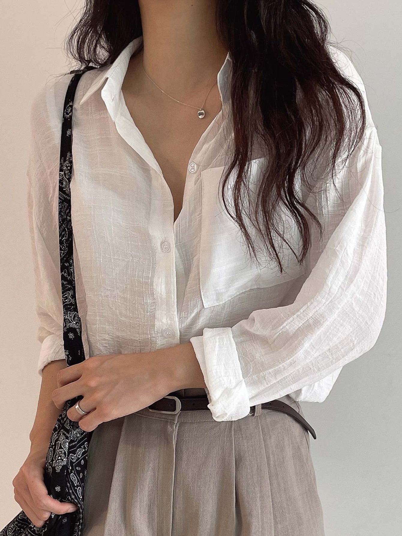 Solid Single Breasted Pocket Detail Shirt