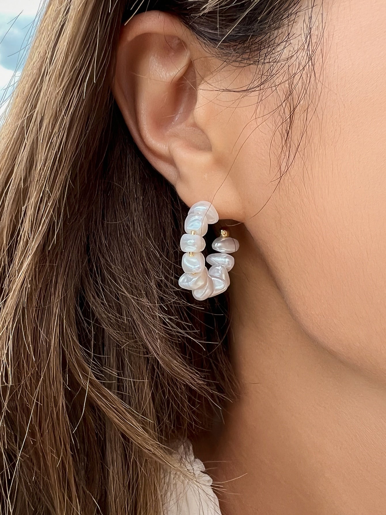 Faux Pearl Bead Decor Earrings