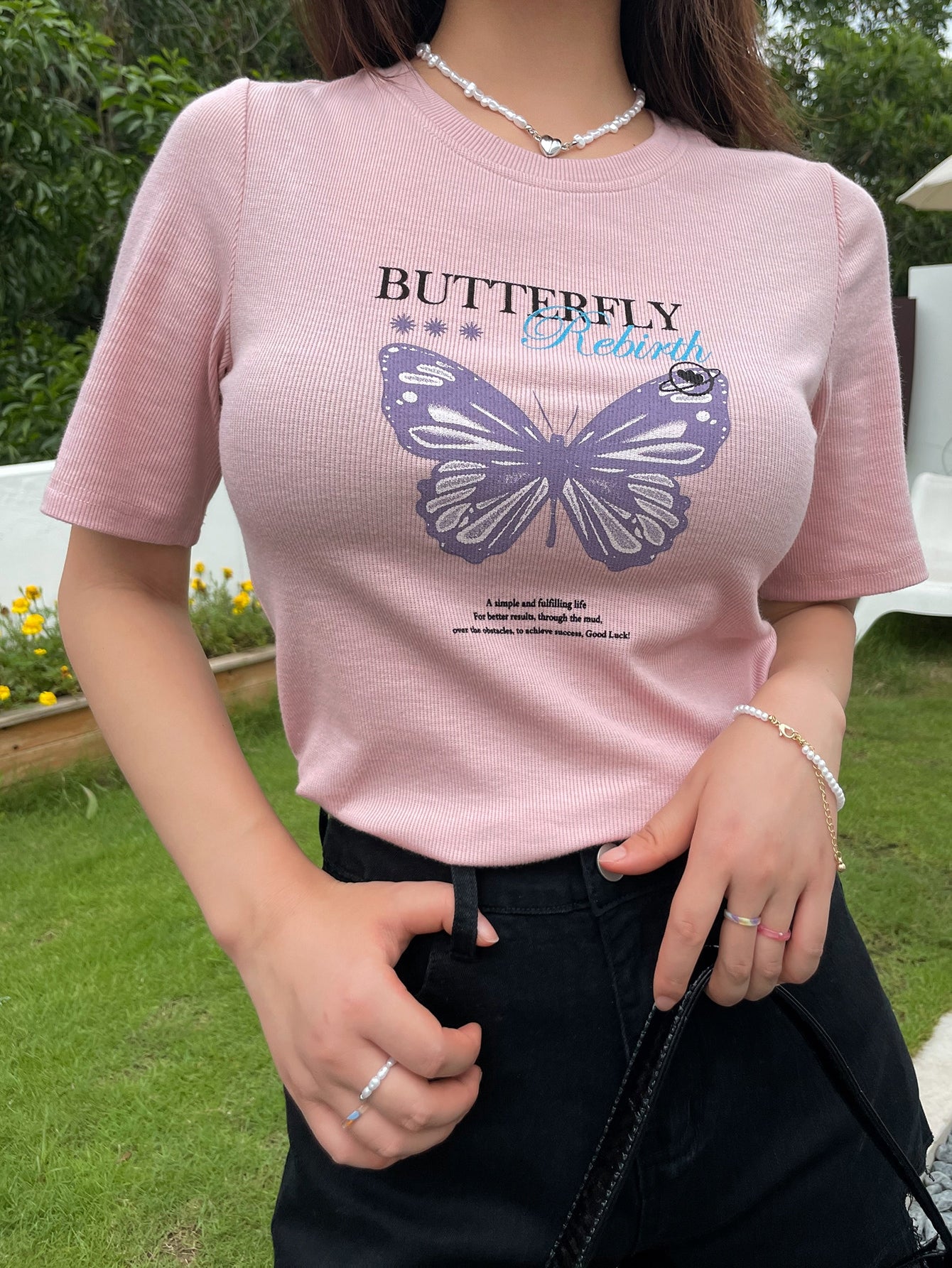 Butterfly & Letter Graphic Tee