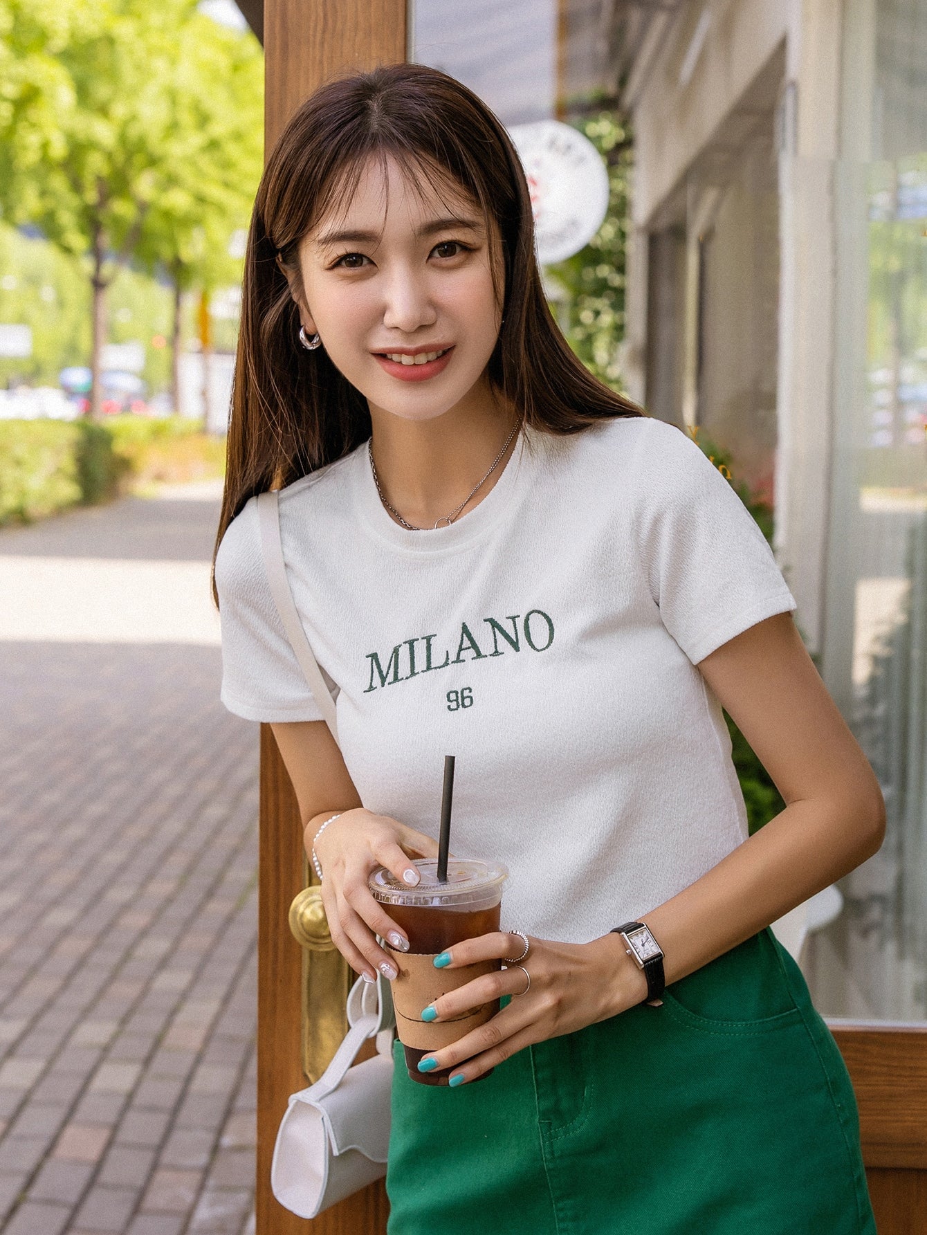 Letter Embroidery Crop Tee