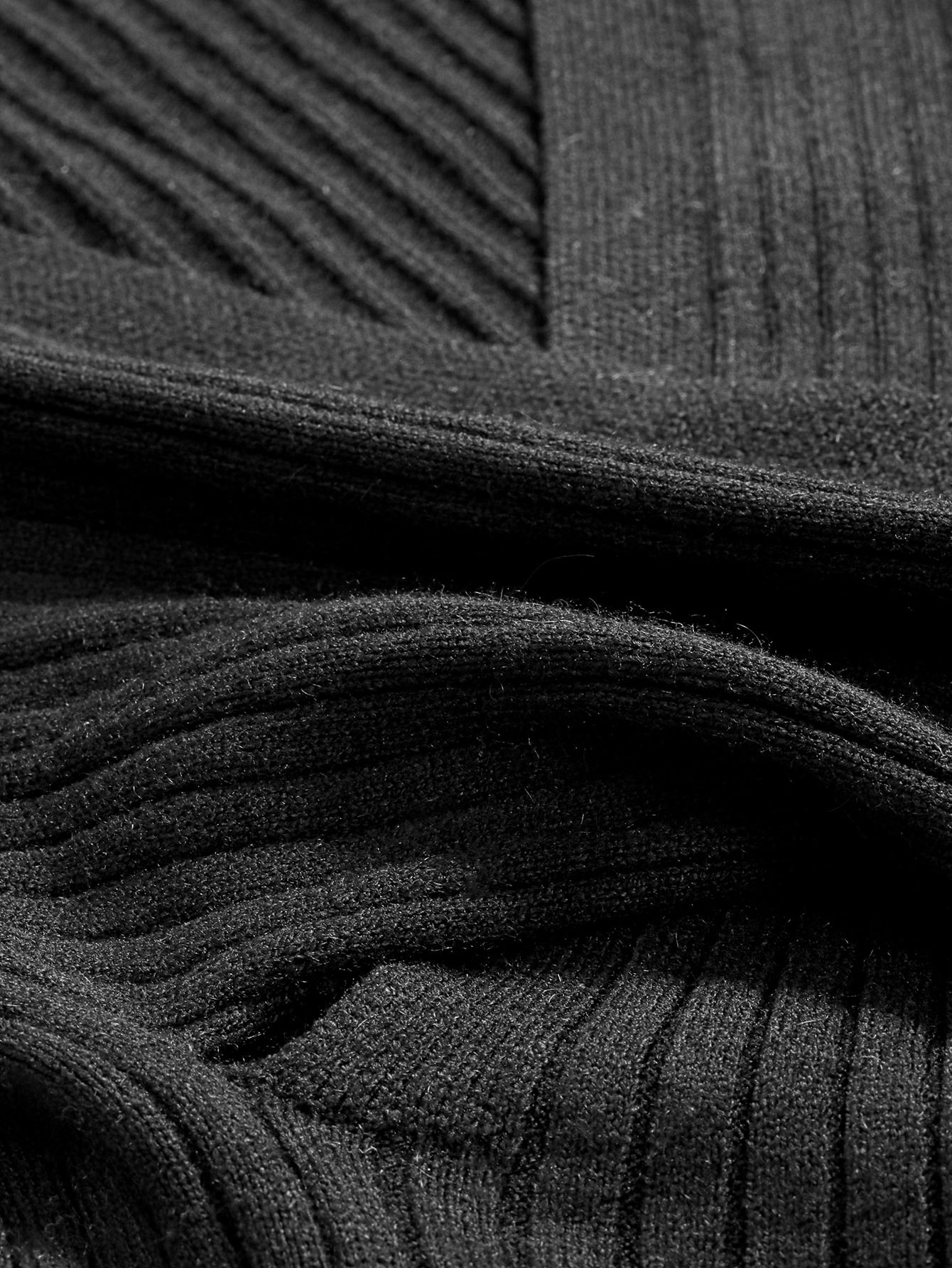 Wrap Cross Asymmetrical Hem Ribbed Knit Sweater