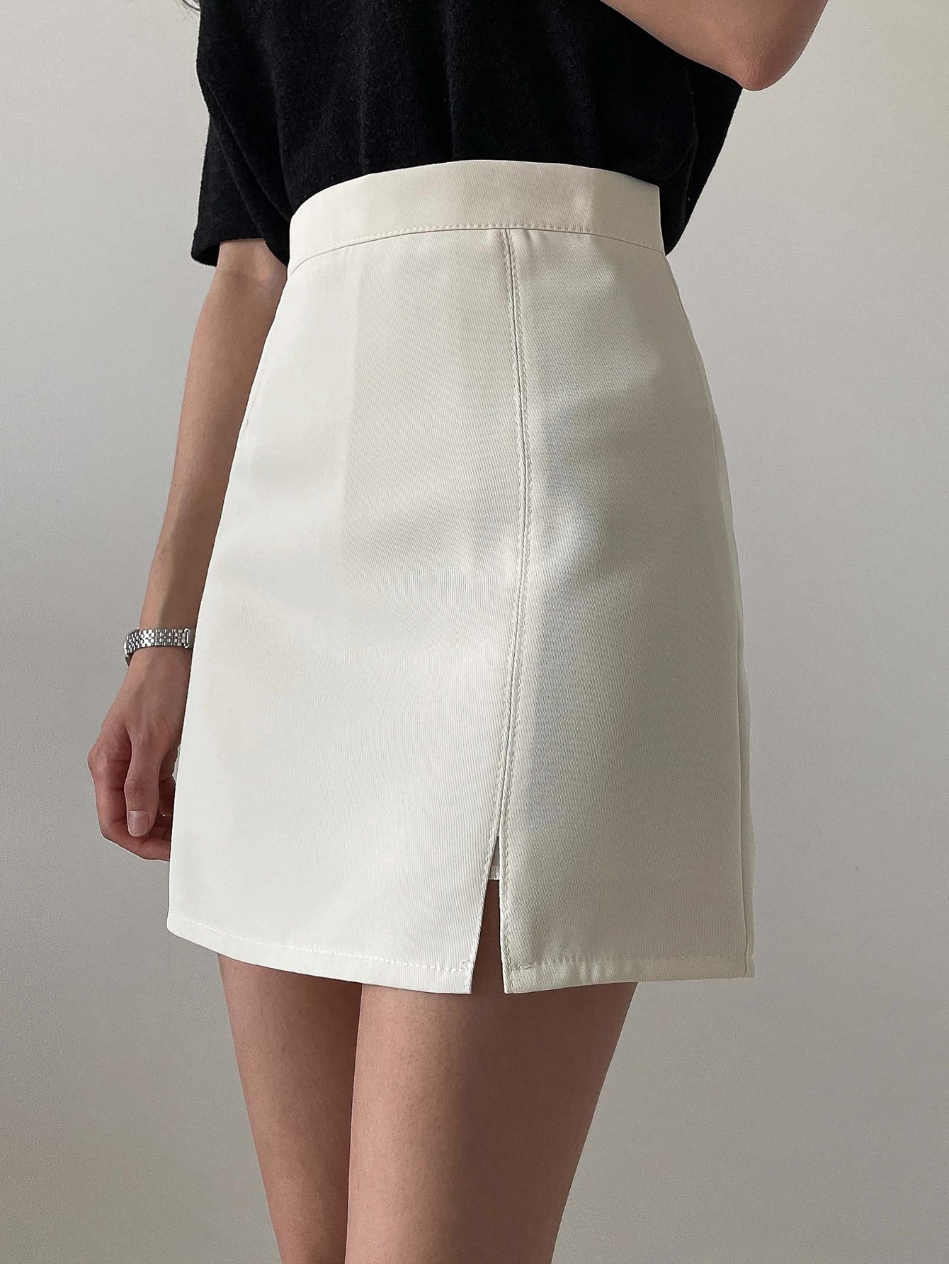 High Waist Split Hem Skirt