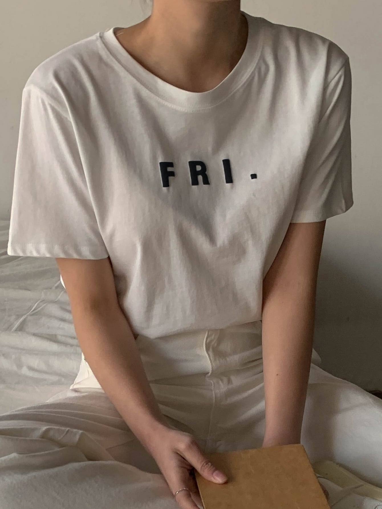 Letter Graphic Round Neck Tee