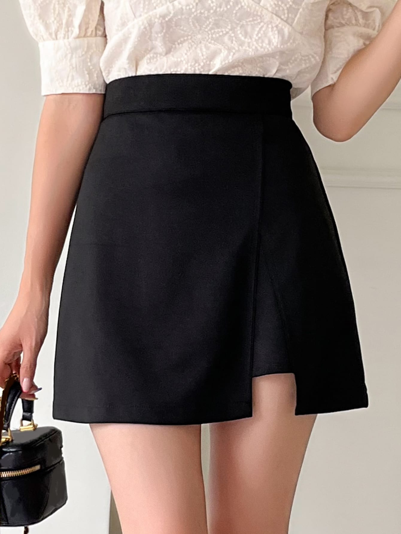 High Waist Asymmetrical Hem Skirt