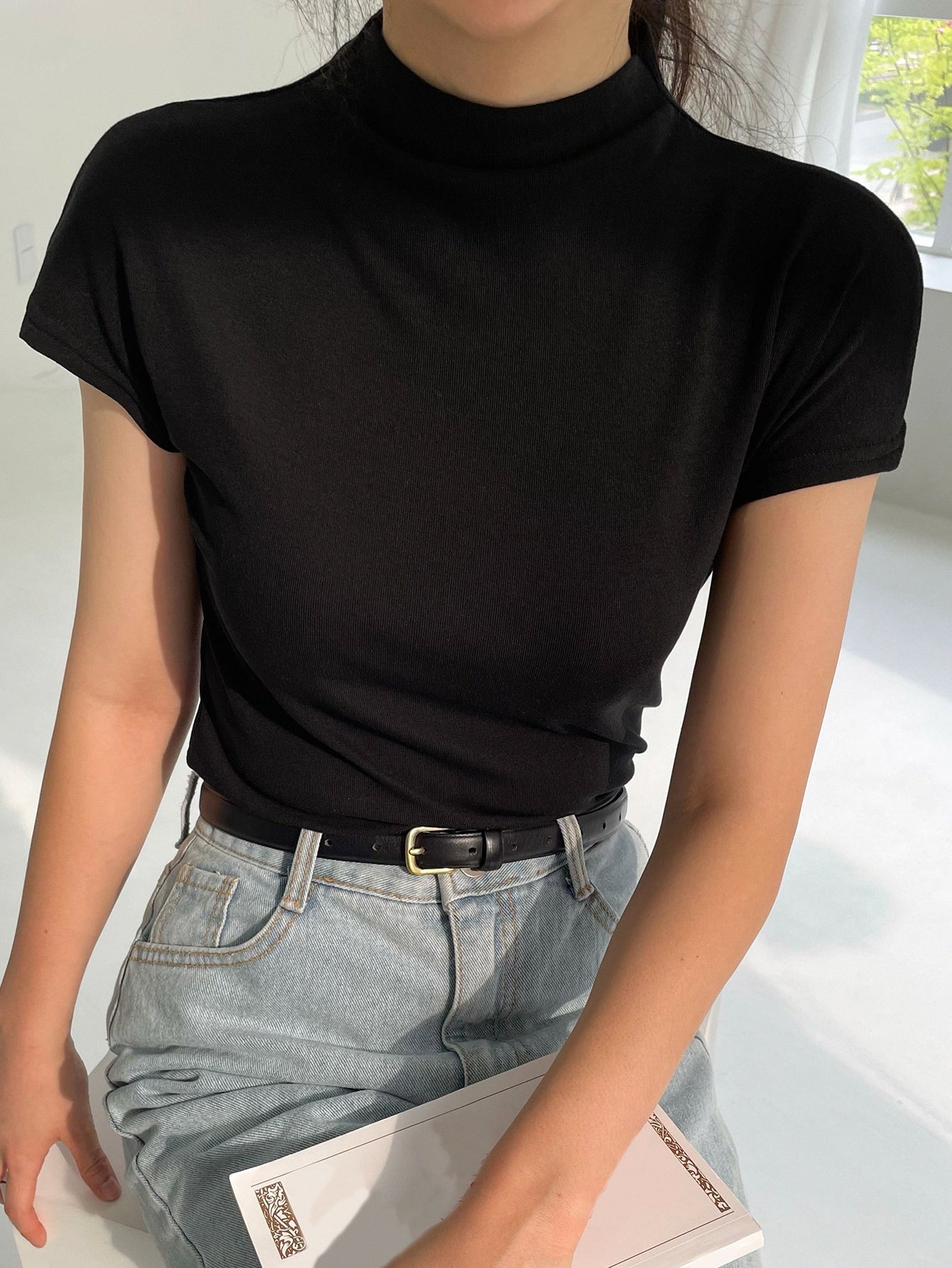 High Neck Solid Tee