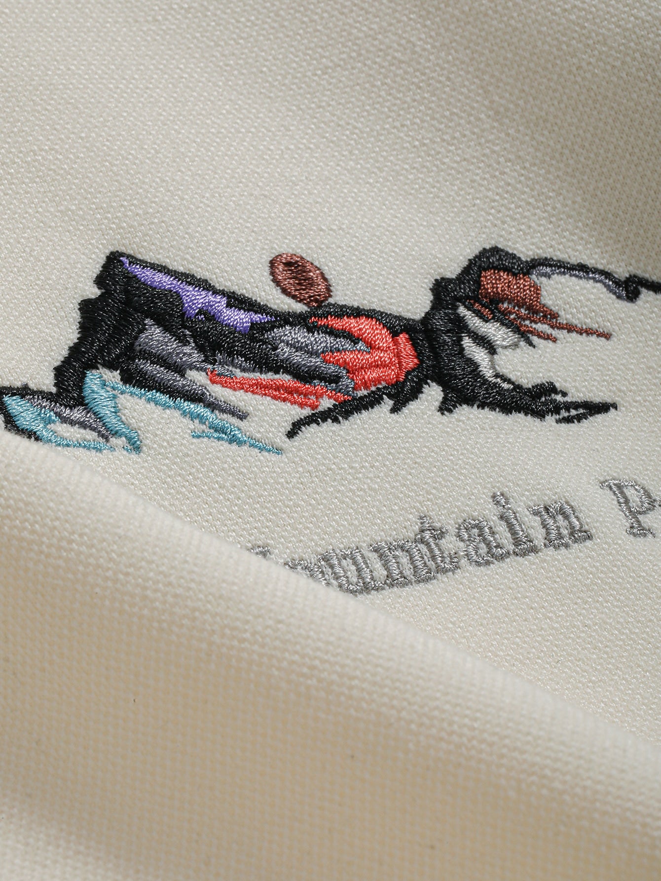 Slogan & Mountain Embroidery Half Zipper Sweatshirt