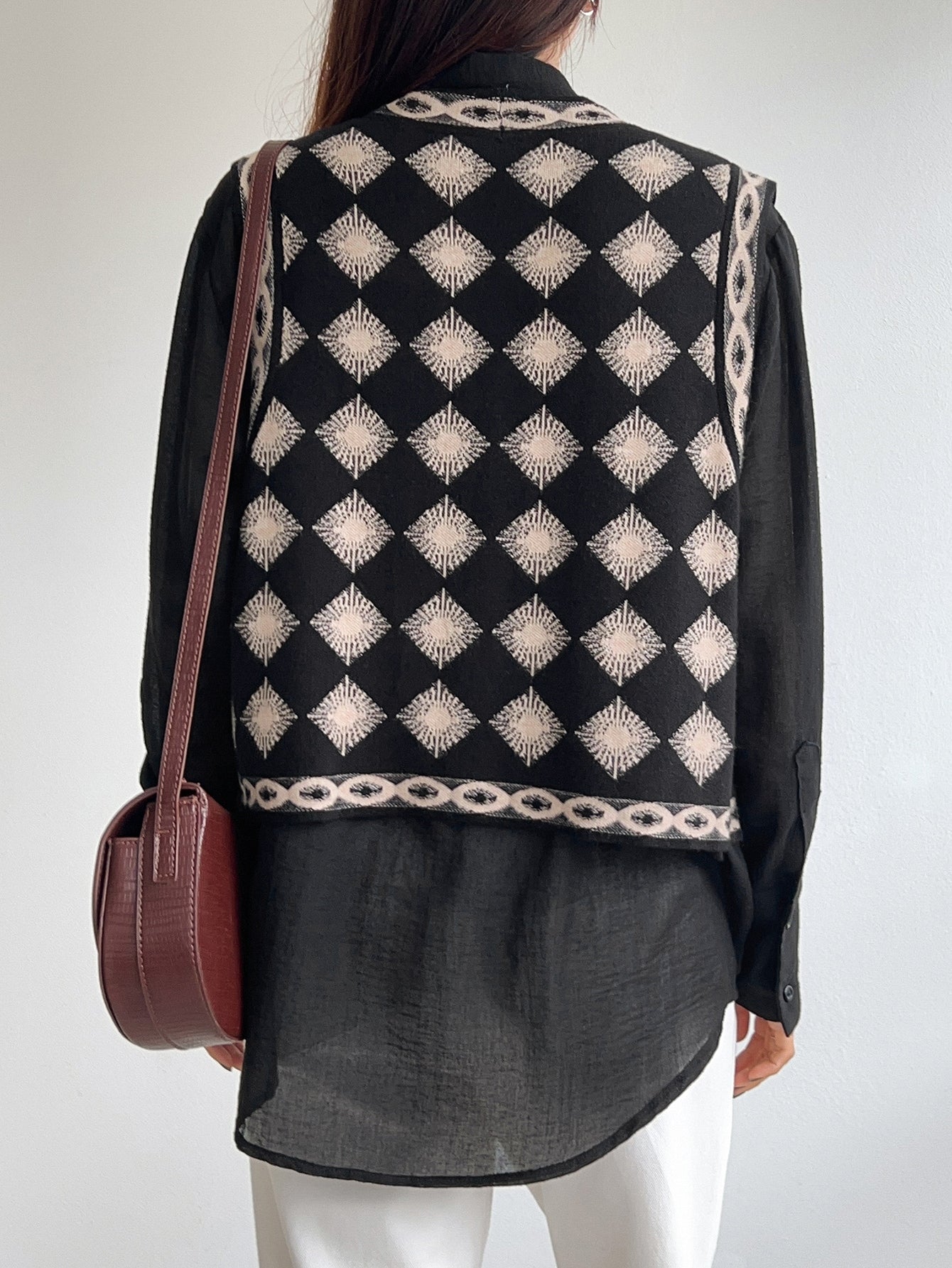 Argyle Pattern Sweater Vest Without Blouse