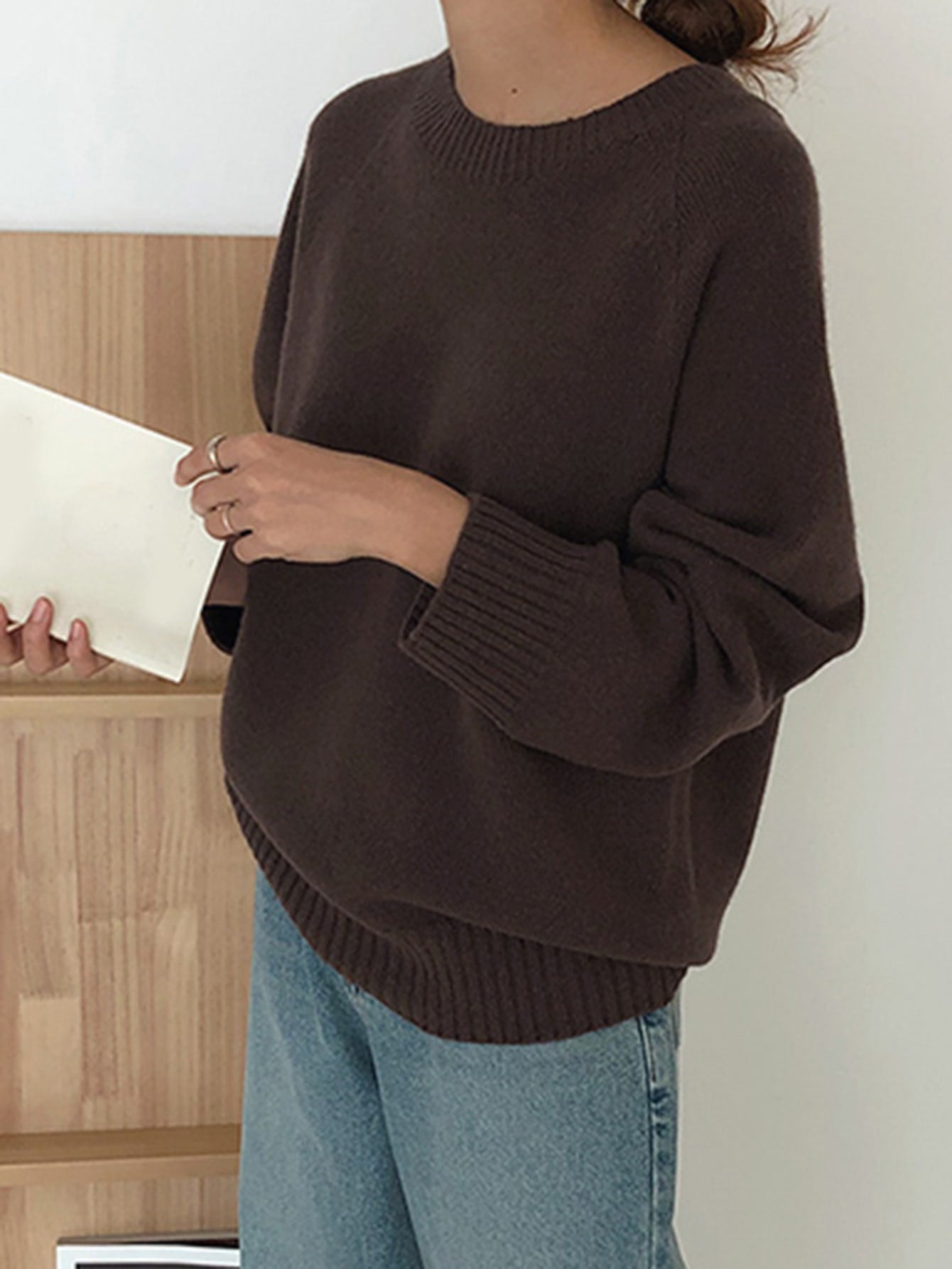 Solid Raglan Sleeve Sweater
