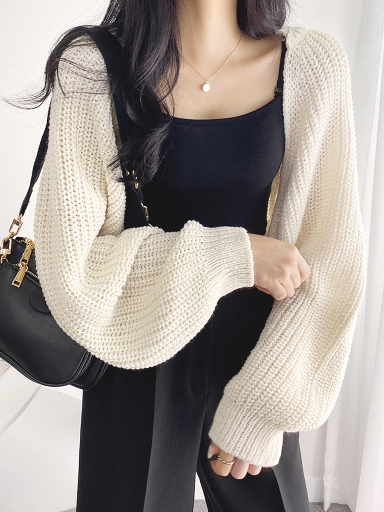 Batwing Sleeve Ribbed Knit Duster Cardigan