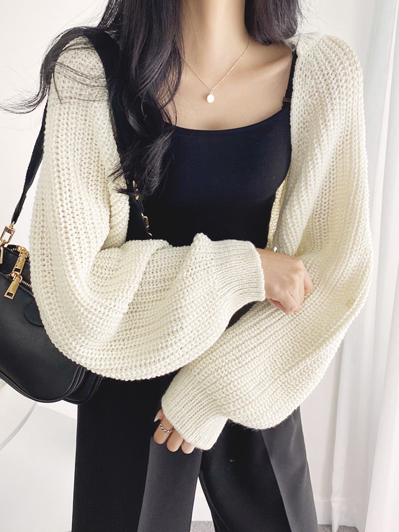 Batwing Sleeve Ribbed Knit Duster Cardigan