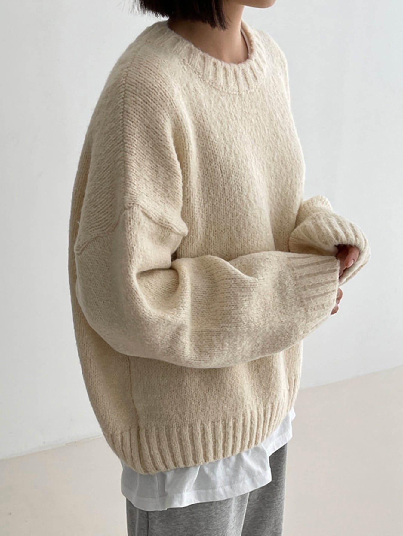 1pc Solid Drop Shoulder Sweater