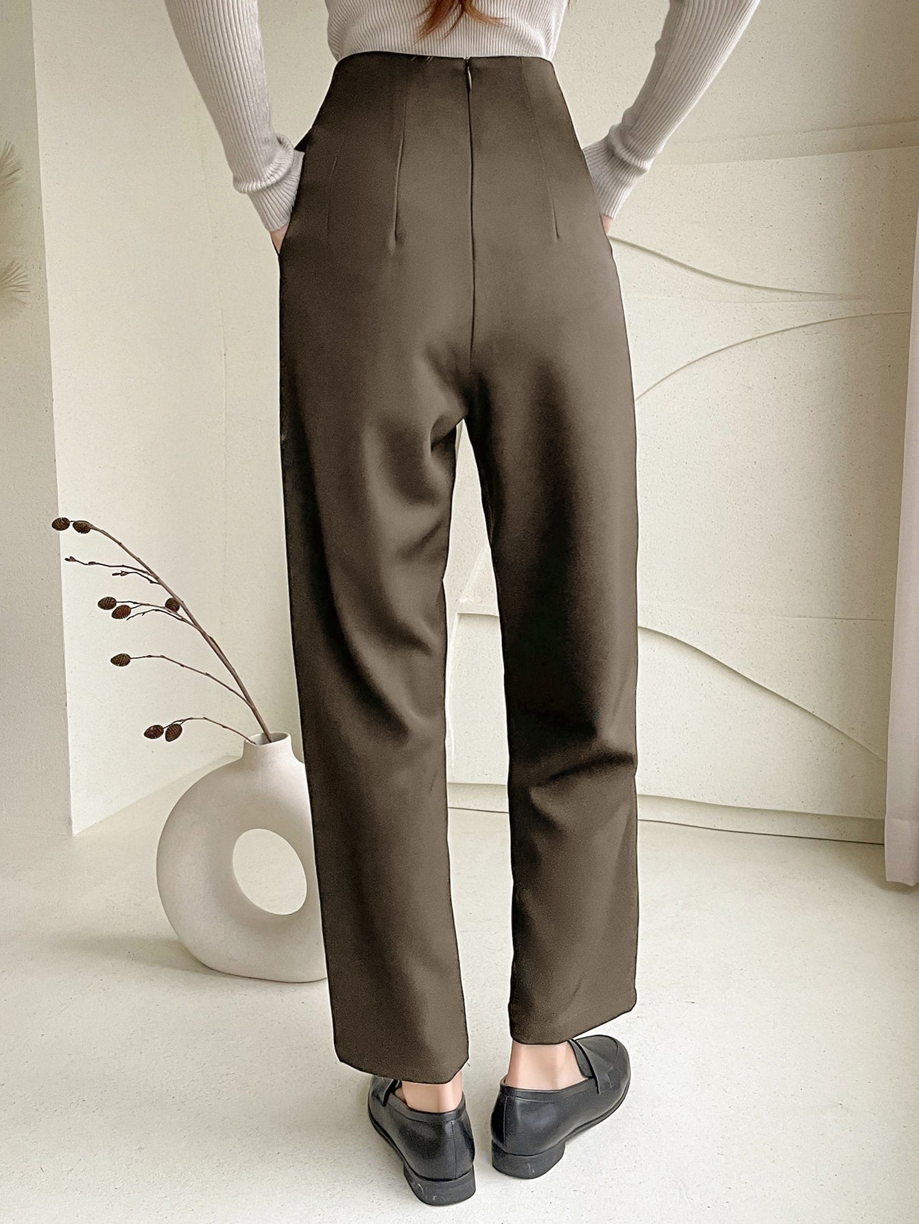 High Waist Plicated Detail Pants