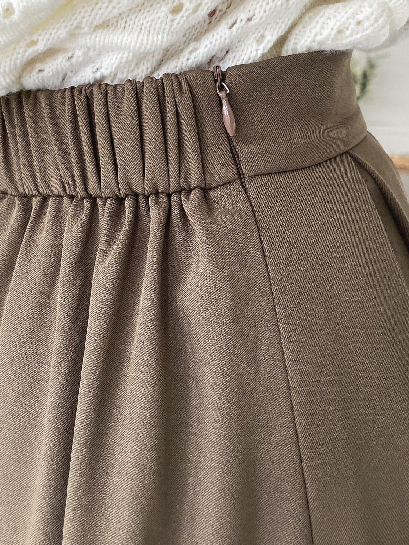 Solid Fold Pleated Skirt