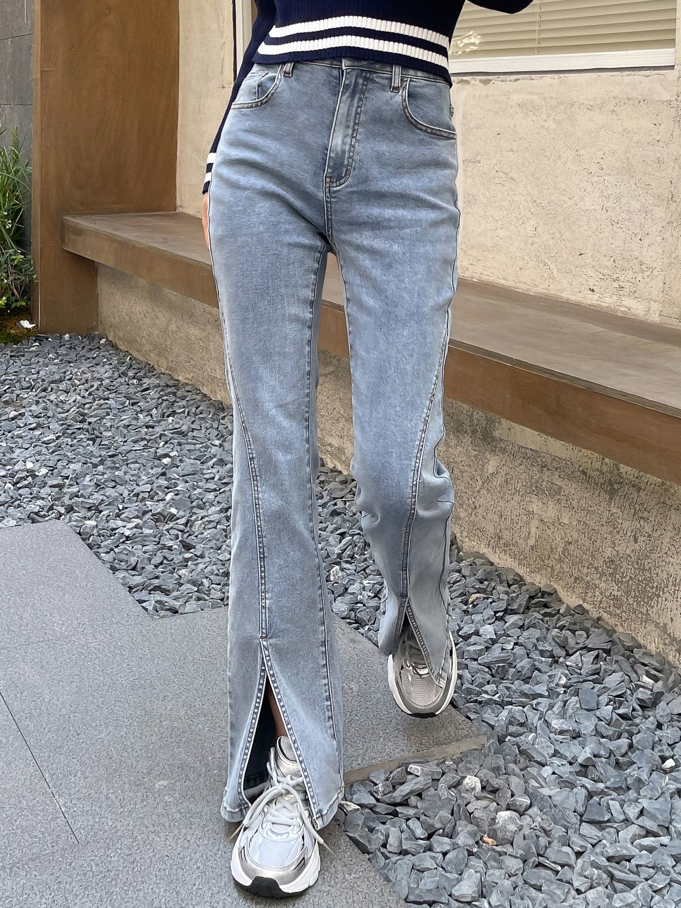 High Waist Split Hem Flare Leg Jeans – DAZY