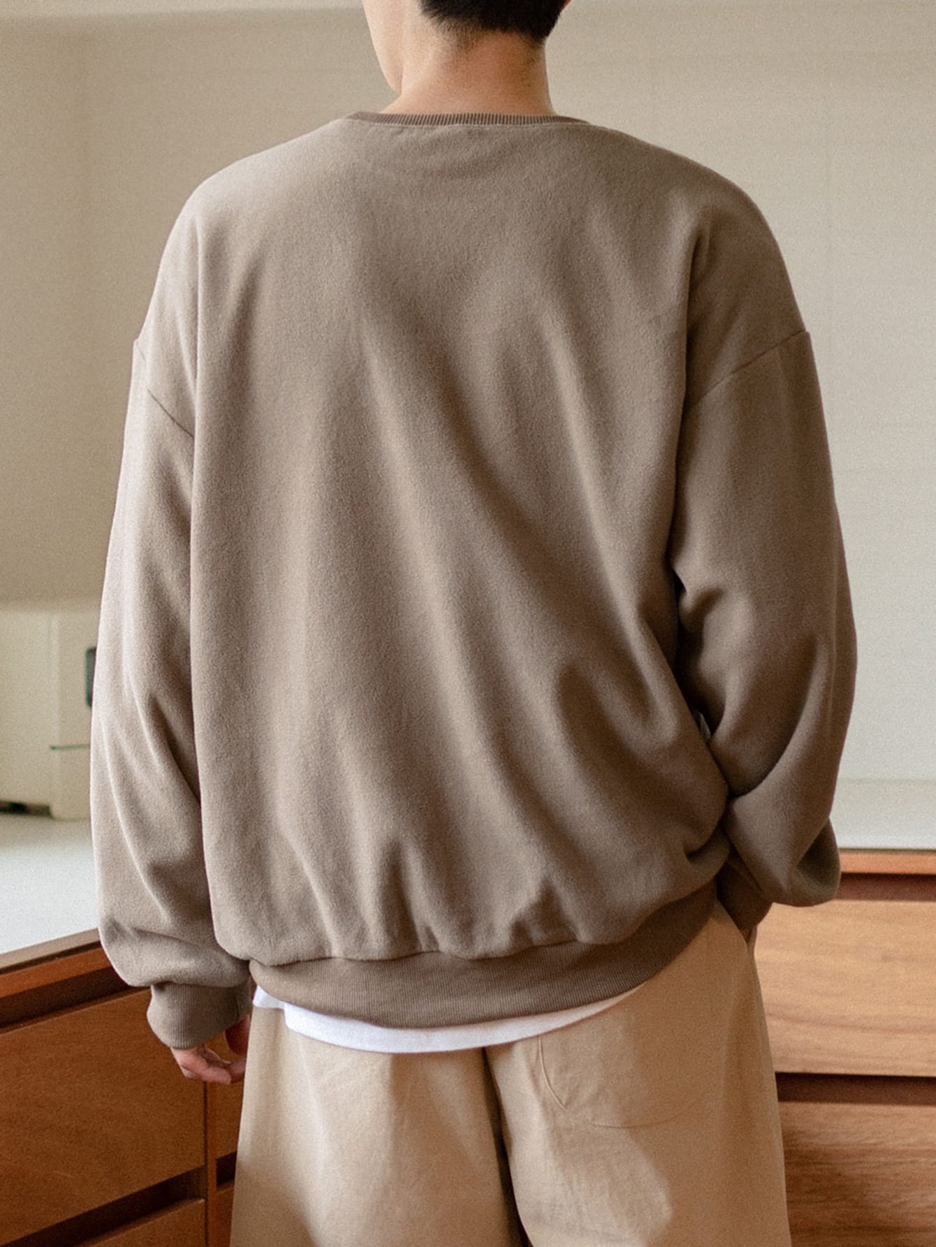 Men Drop Shoulder Zipper Detail Sweatshirt Without Tee