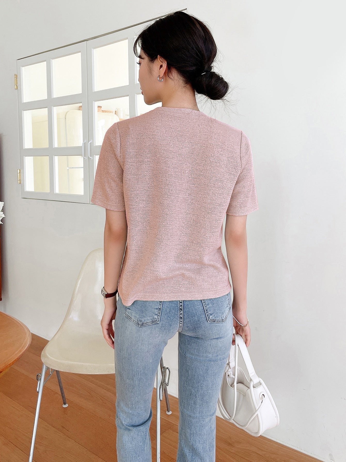 Button Front Flap Detail Tee