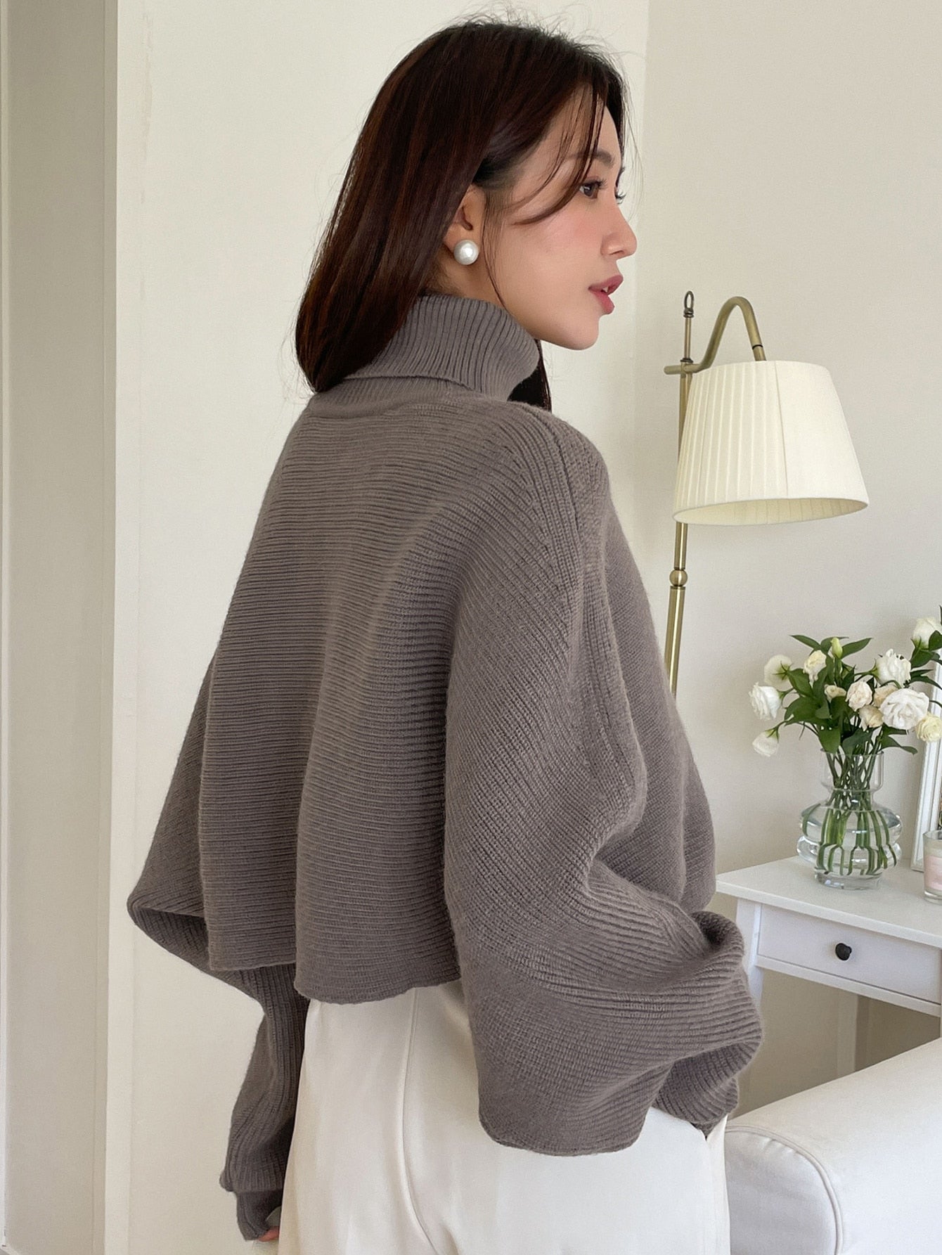 Turtleneck Batwing Sleeve Sweater