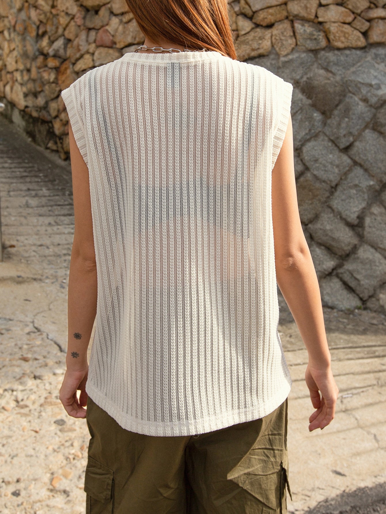 Letter Graphic Rib-knit Tank Top