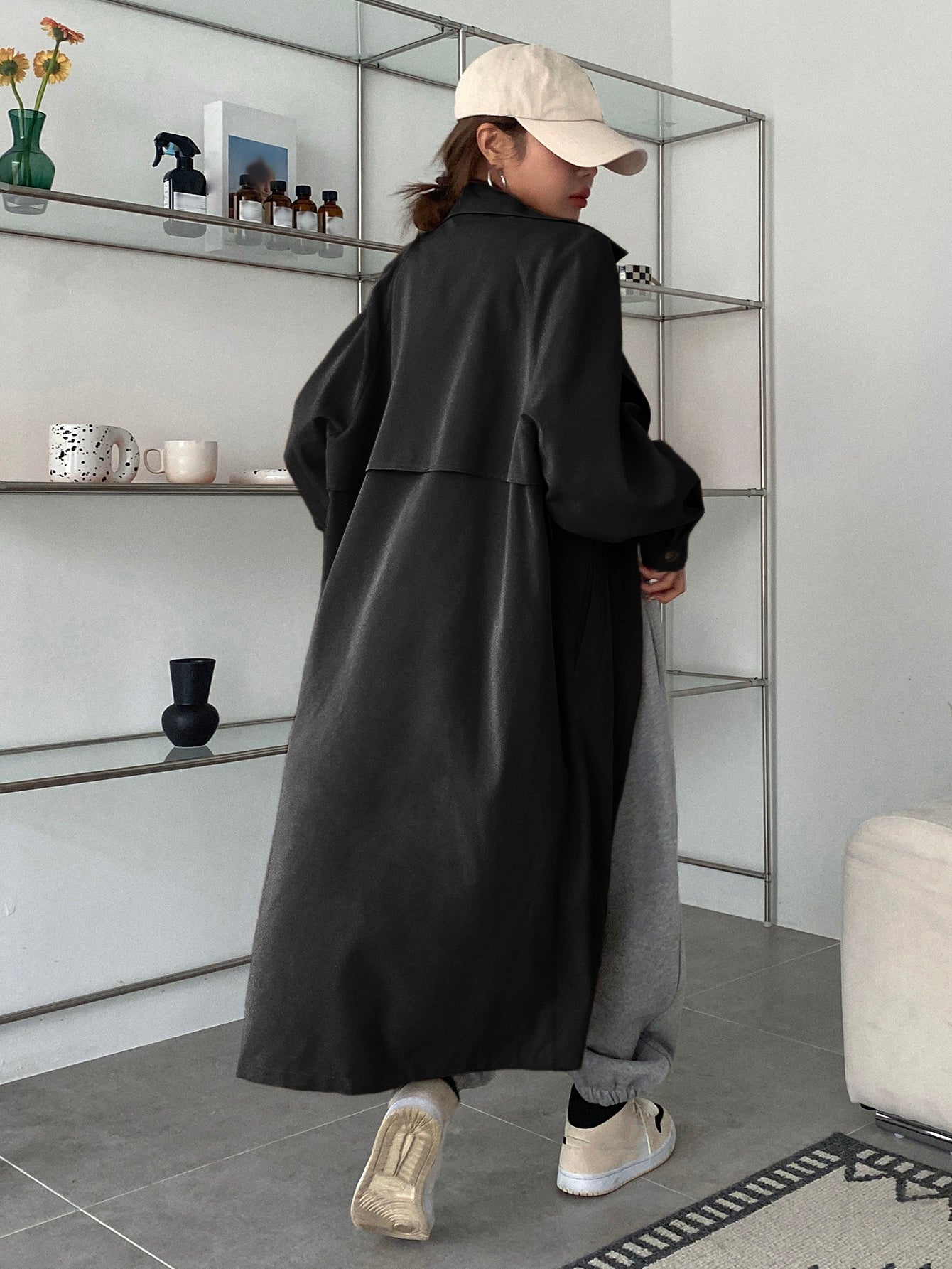 Raglan Sleeve Double Breasted Trench Coat