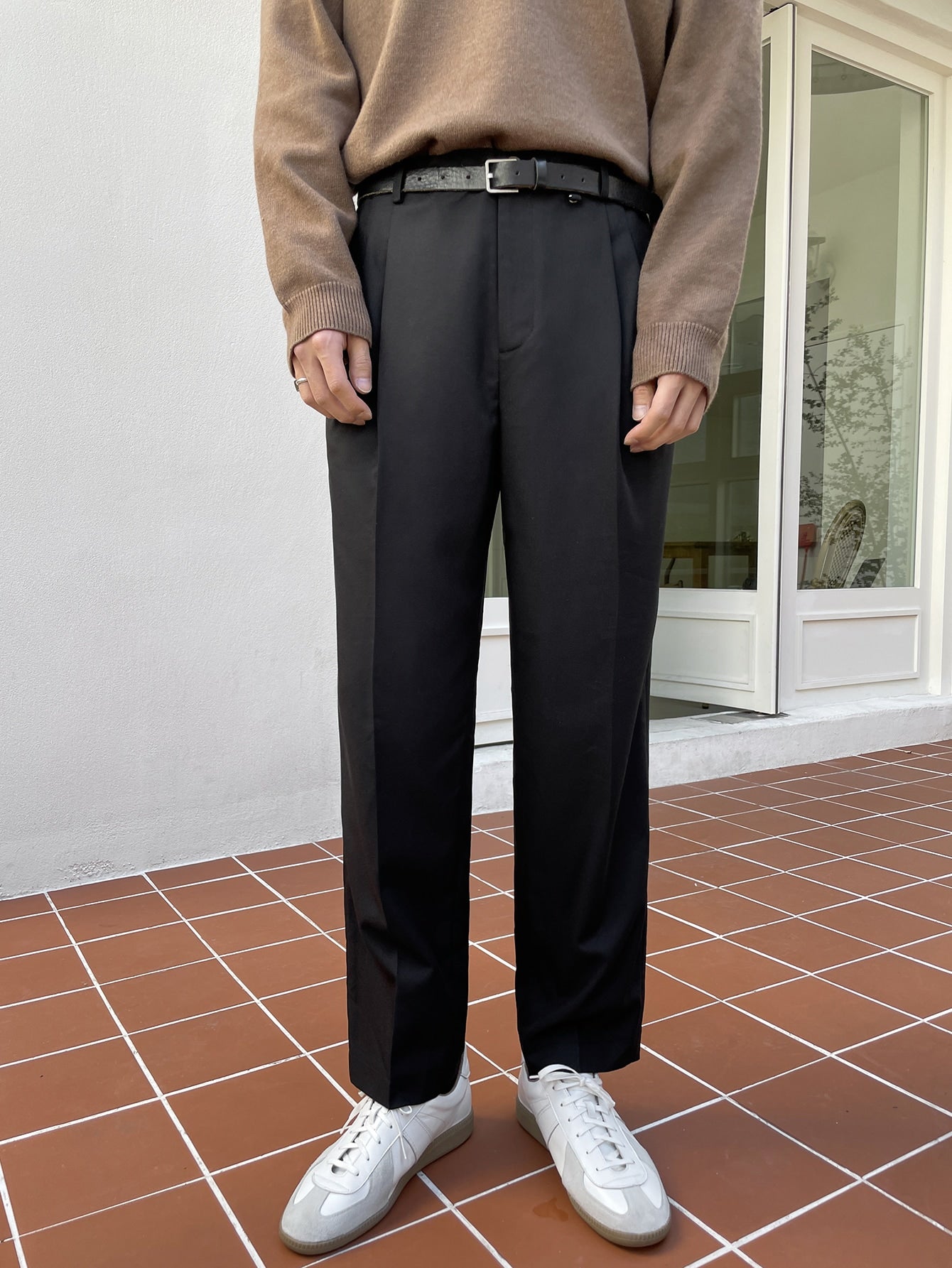 Men Solid Slant Pocket Suit Pants