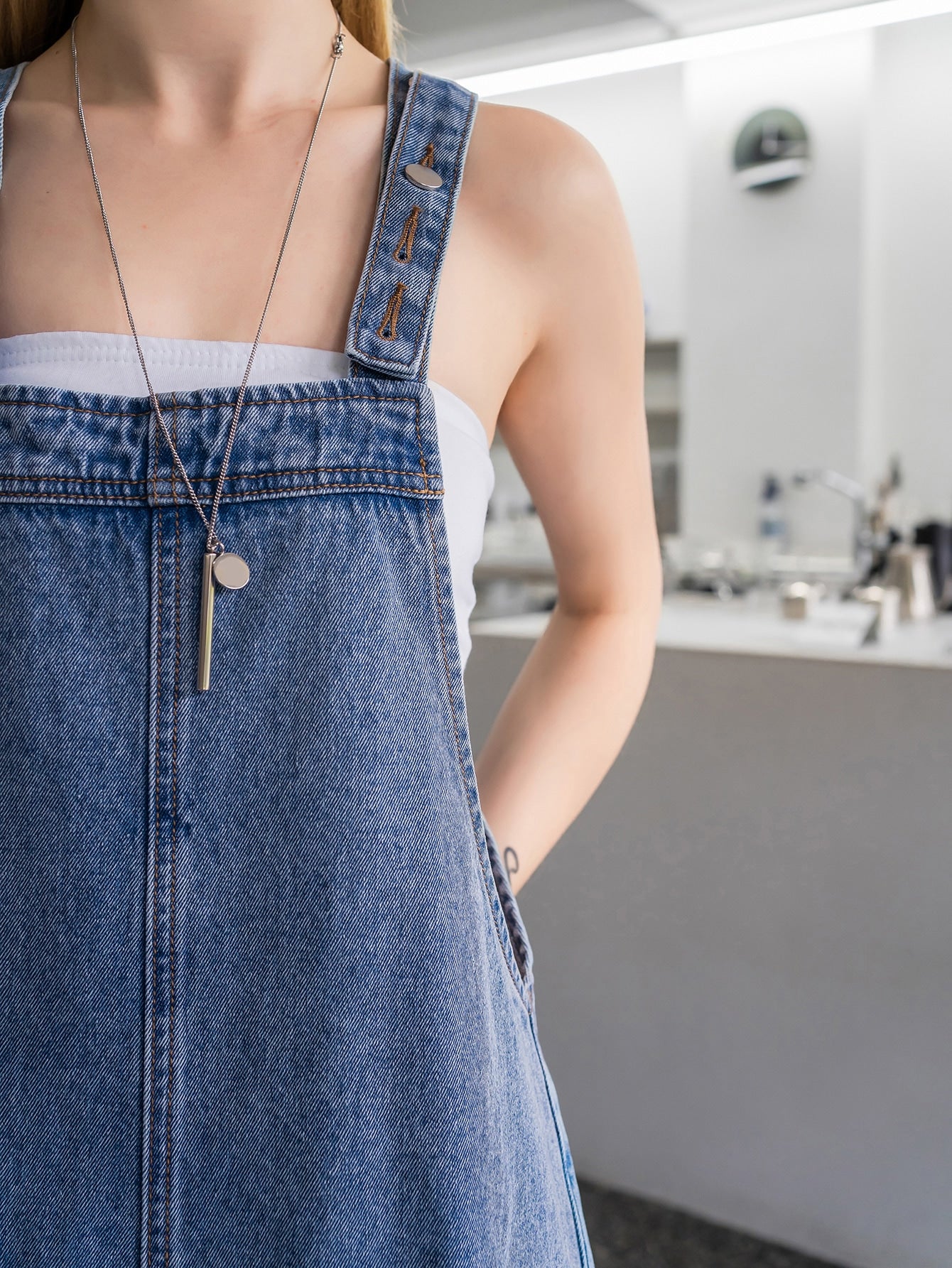 Dual Pocket Denim Overall Without Top