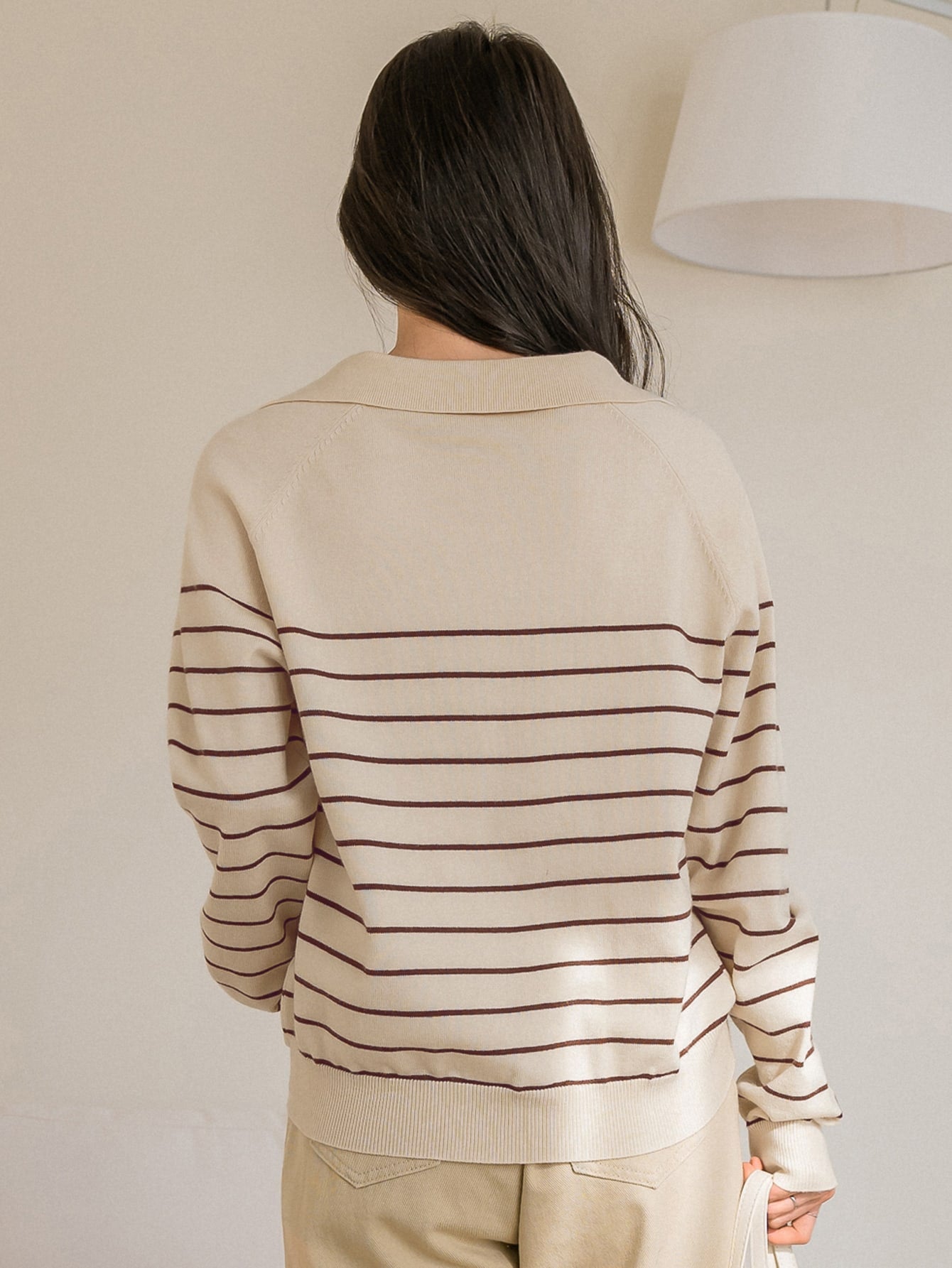 Stripe Pattern Raglan Sleeve Sweater