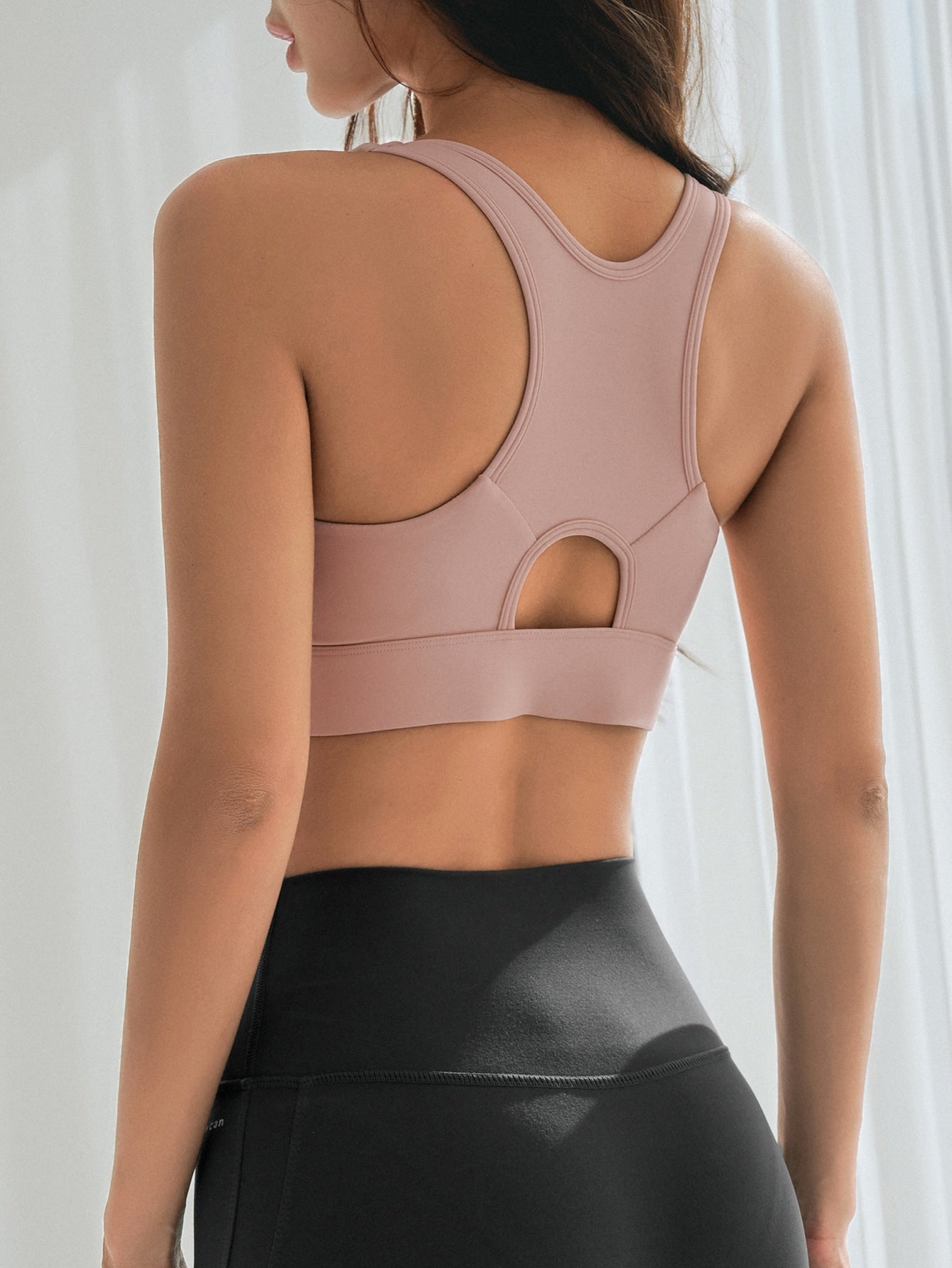Zip Up Cut Out Back Sports Bra