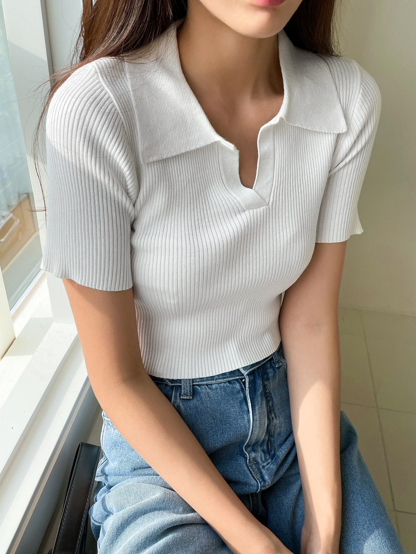 Solid Ribbed Knit Top