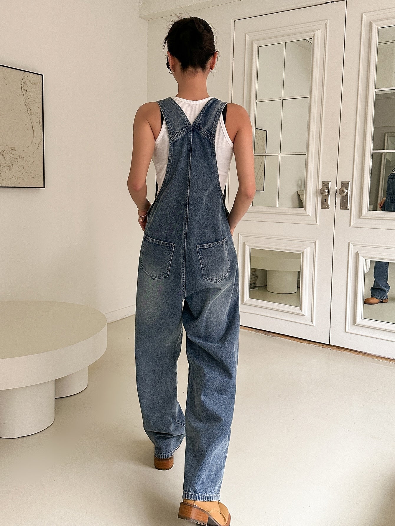 Pocket Front Denim Overalls Without Tank Top