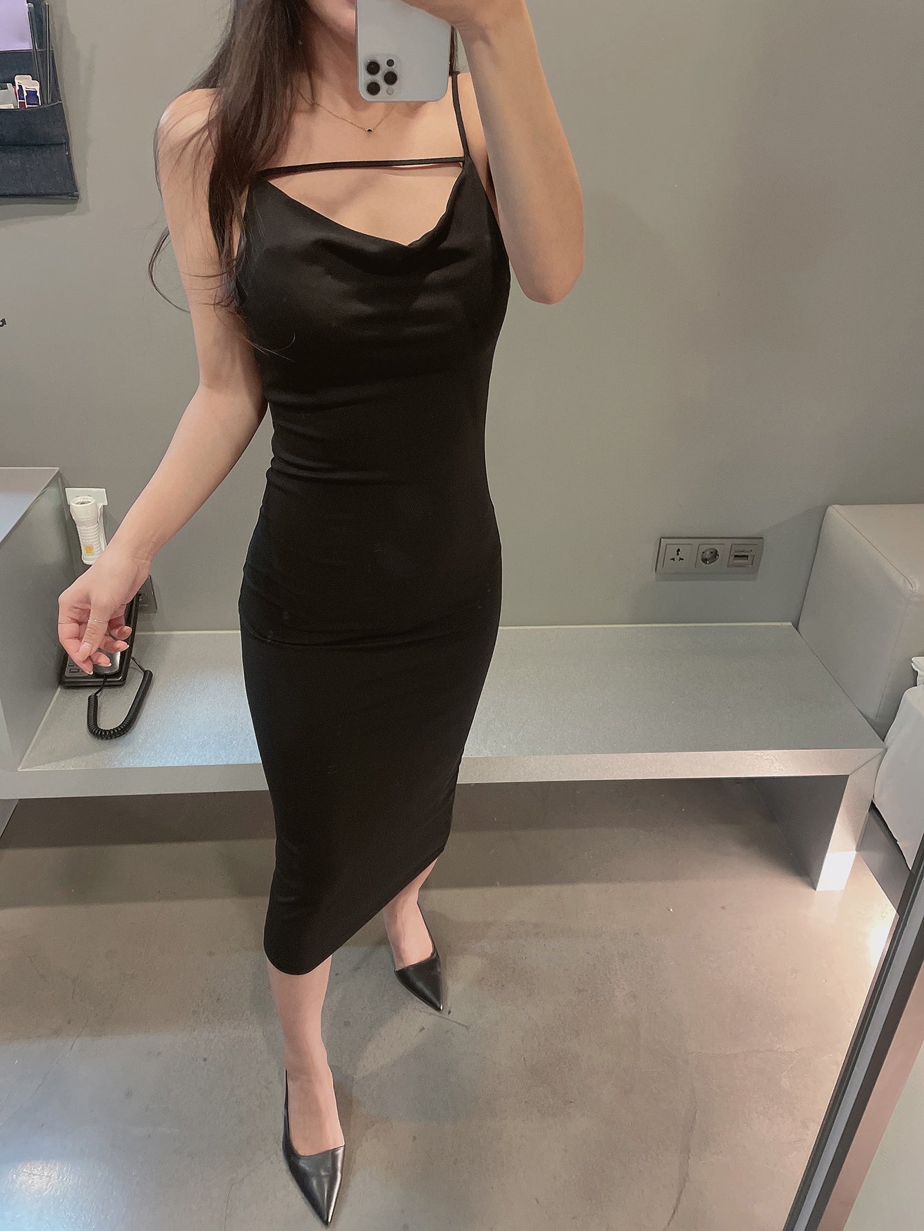 Solid Draped Cami Dress Sexy Dress