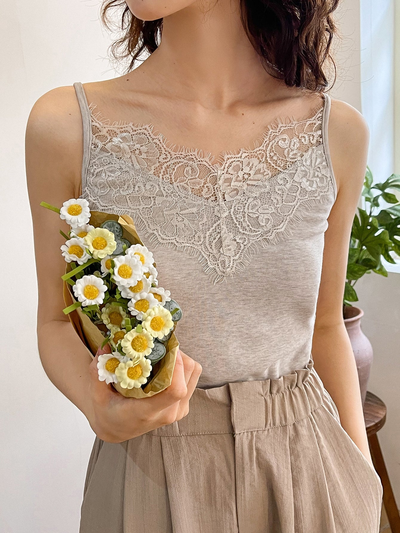 Contrast Lace Cami Top
