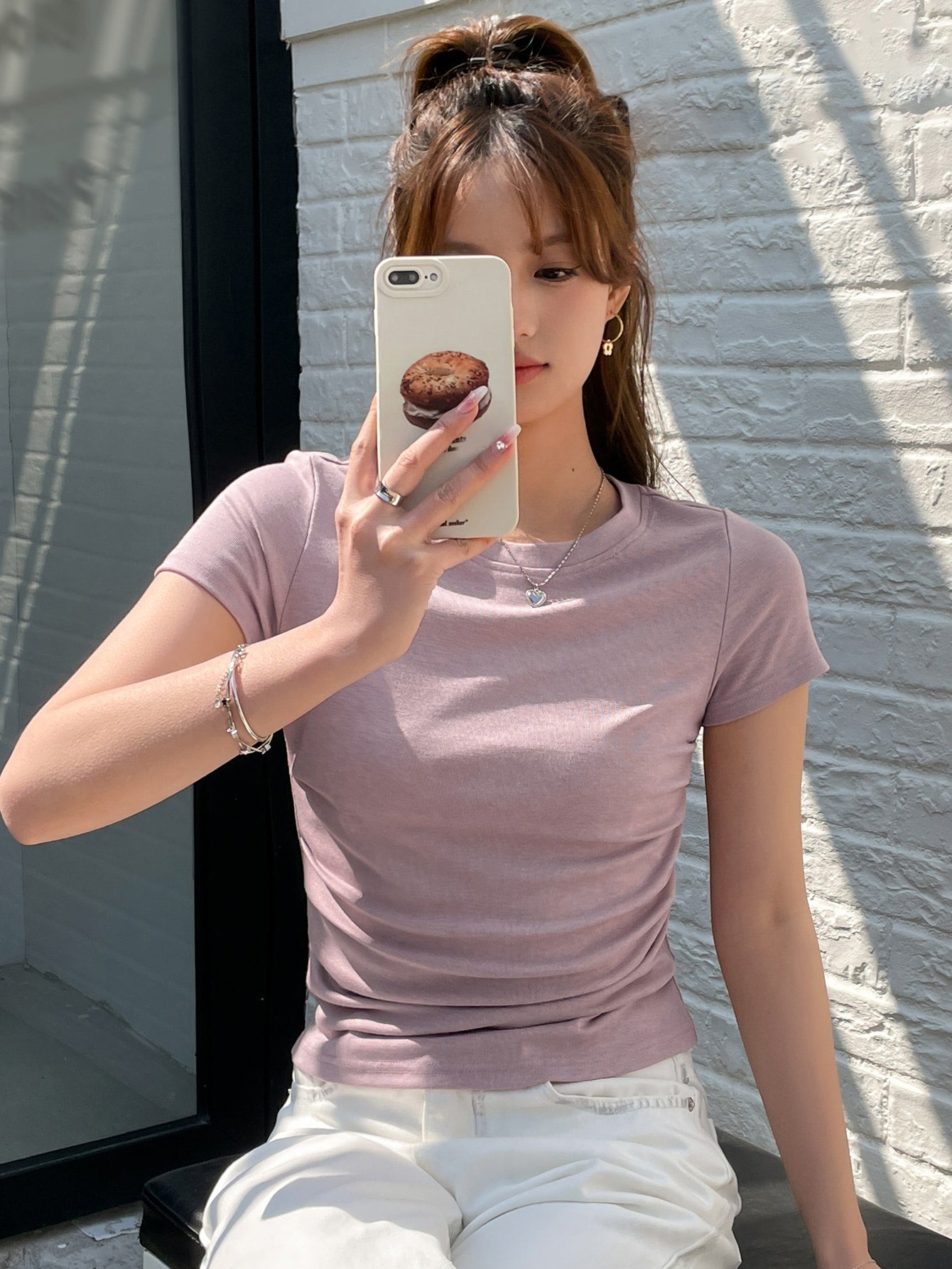 Solid Ruched Tee